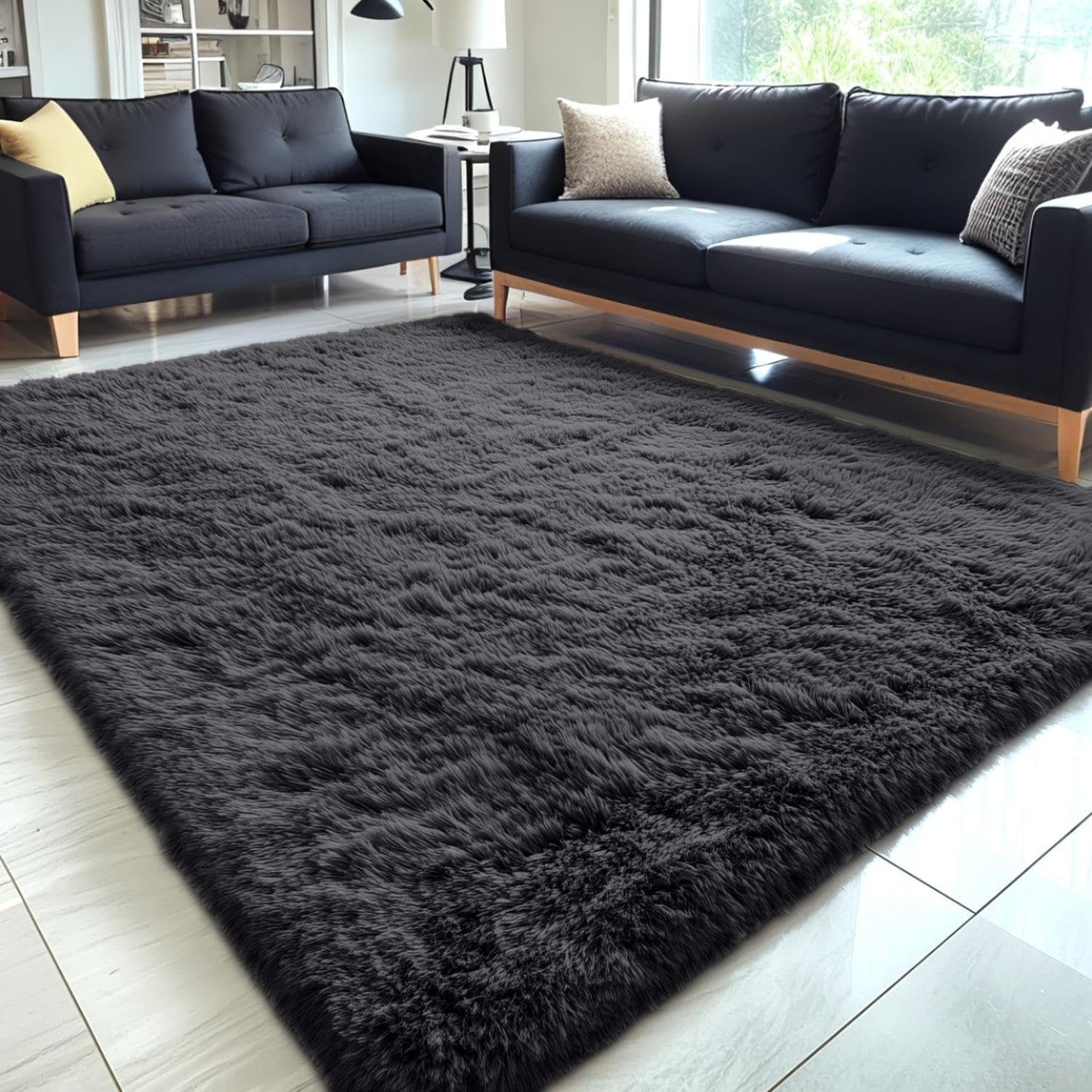 OLANLY 4x5.9 Grey Shag Rug