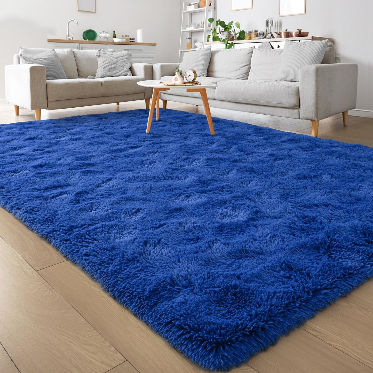Keeko 4x5.3 Black Fluffy Shag Rug