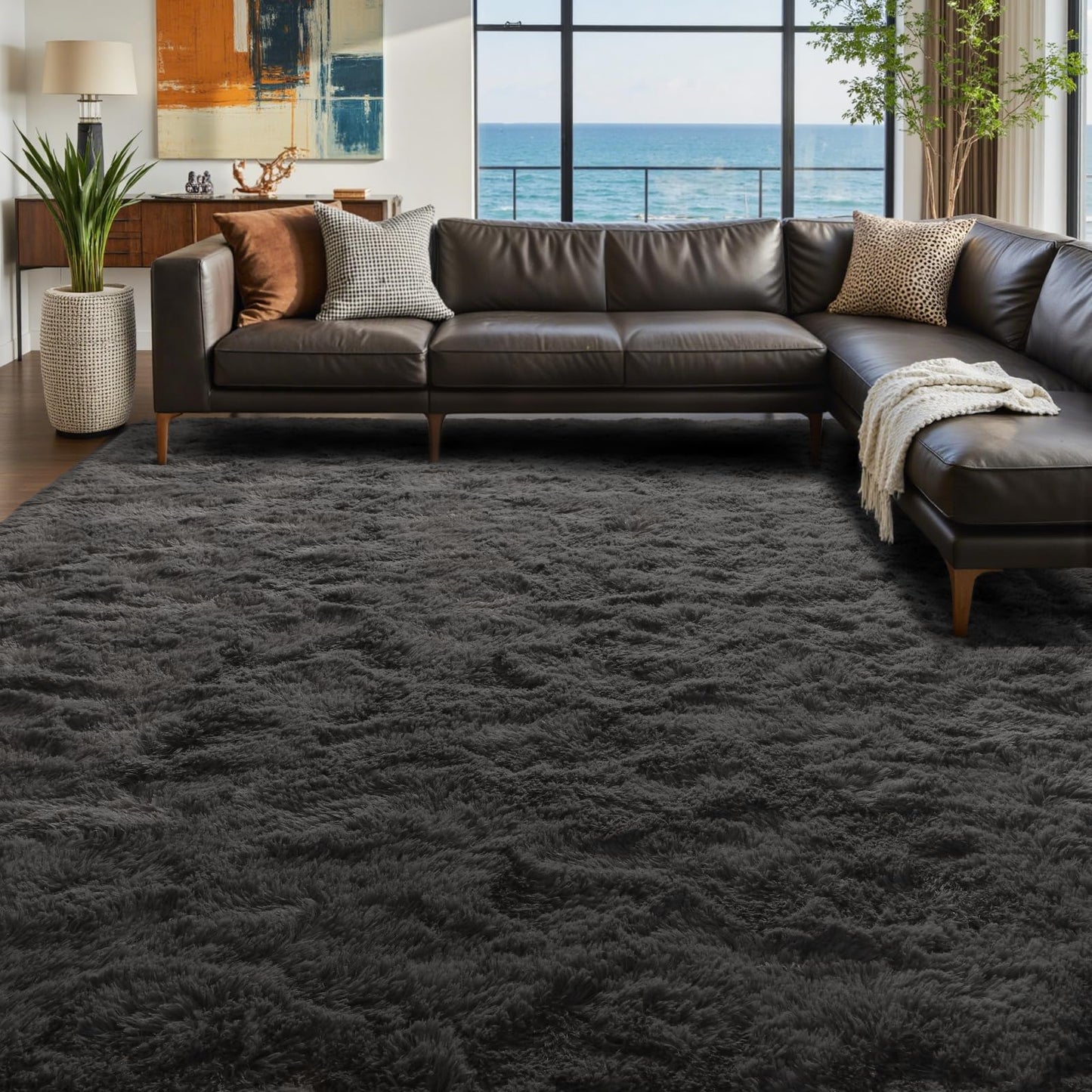 6x9 Ft Dark Grey Shag Area Rug