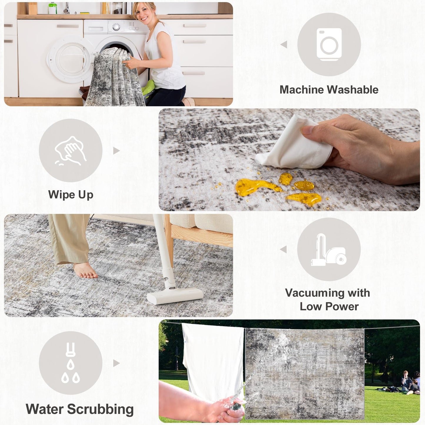 8x10 Ft Grey Abstract Area Rug