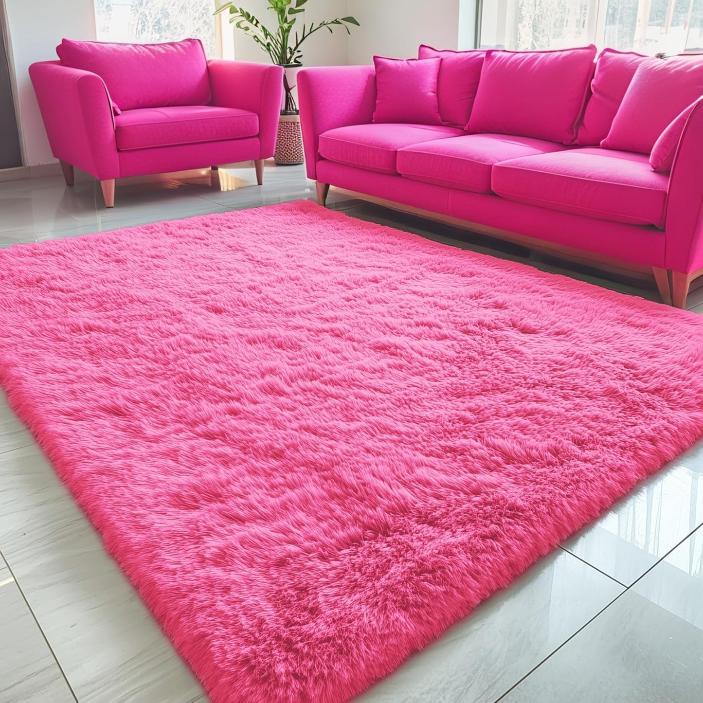 OLANLY 4x5.9 Grey Shag Rug