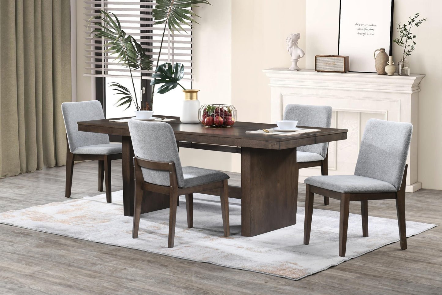 Kody 5-Piece Wood Dining Set – Beige Chairs