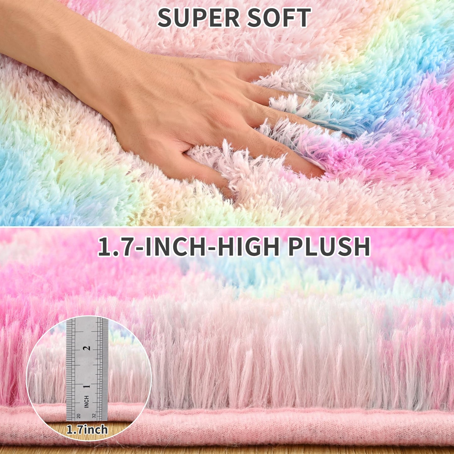 Keeko 4x5.3 Black Fluffy Shag Rug