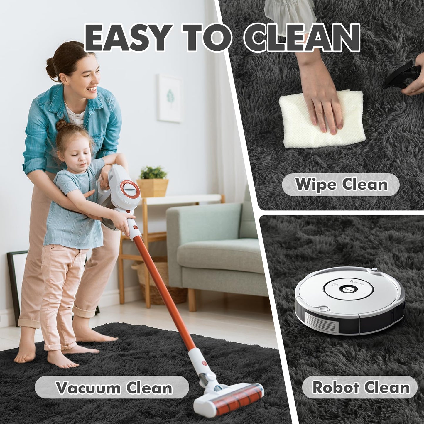 6x9 Ft Dark Grey Shag Area Rug