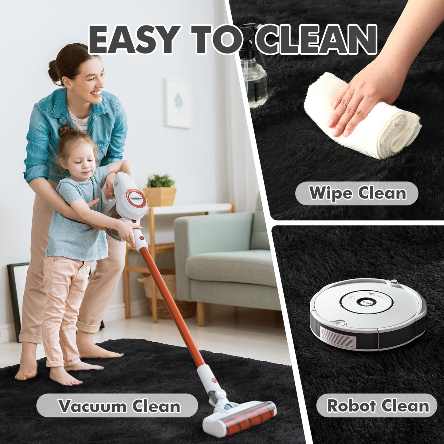 6x9 Ft Dark Grey Shag Area Rug