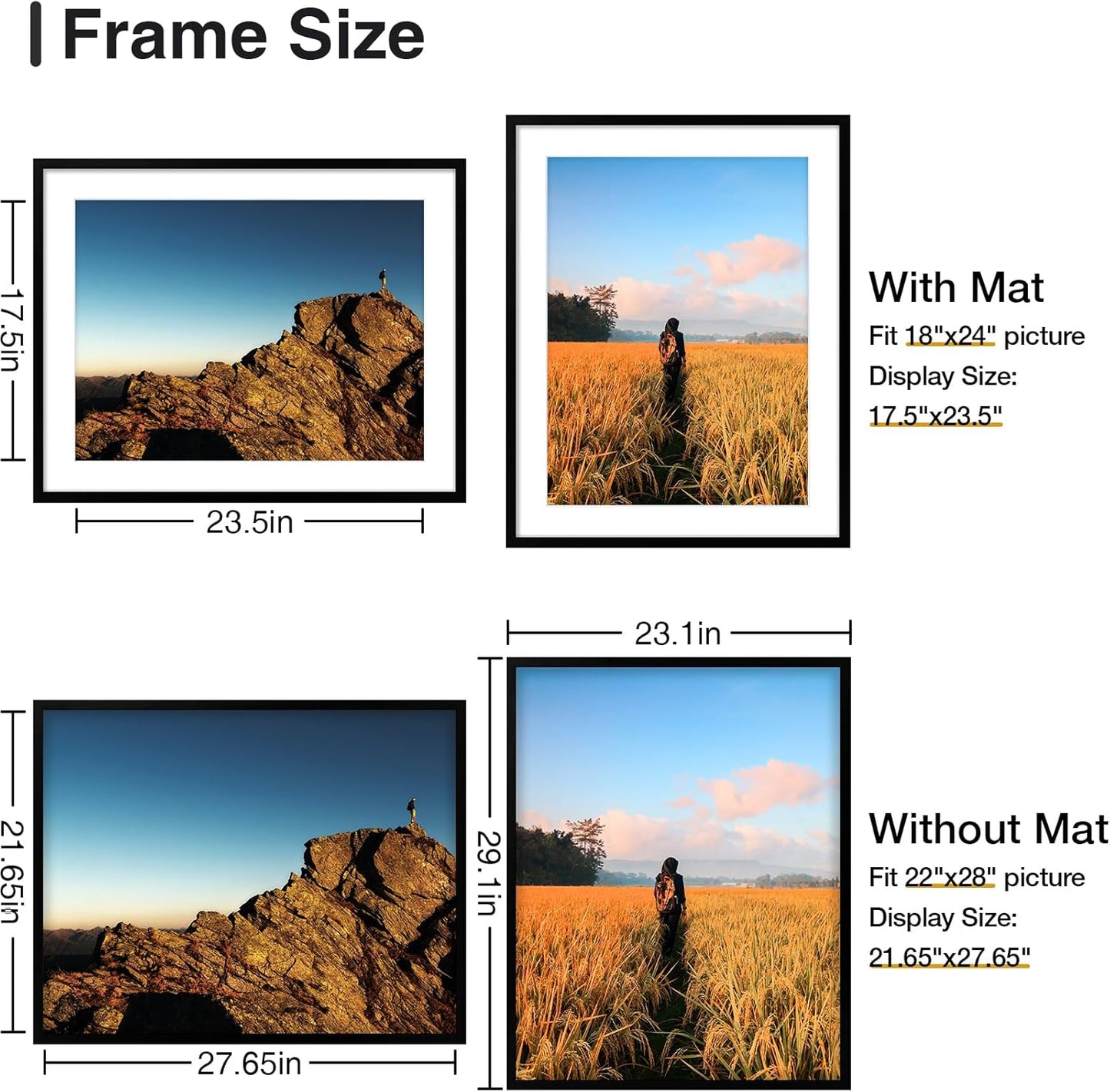 Vittanly 2-Pack Black 11x14 Frames
