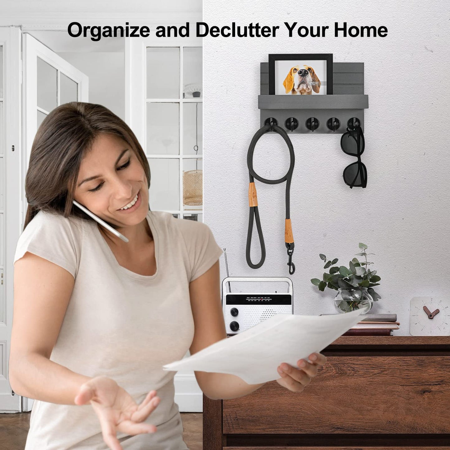 Wall Key & Mail Holder – Wood