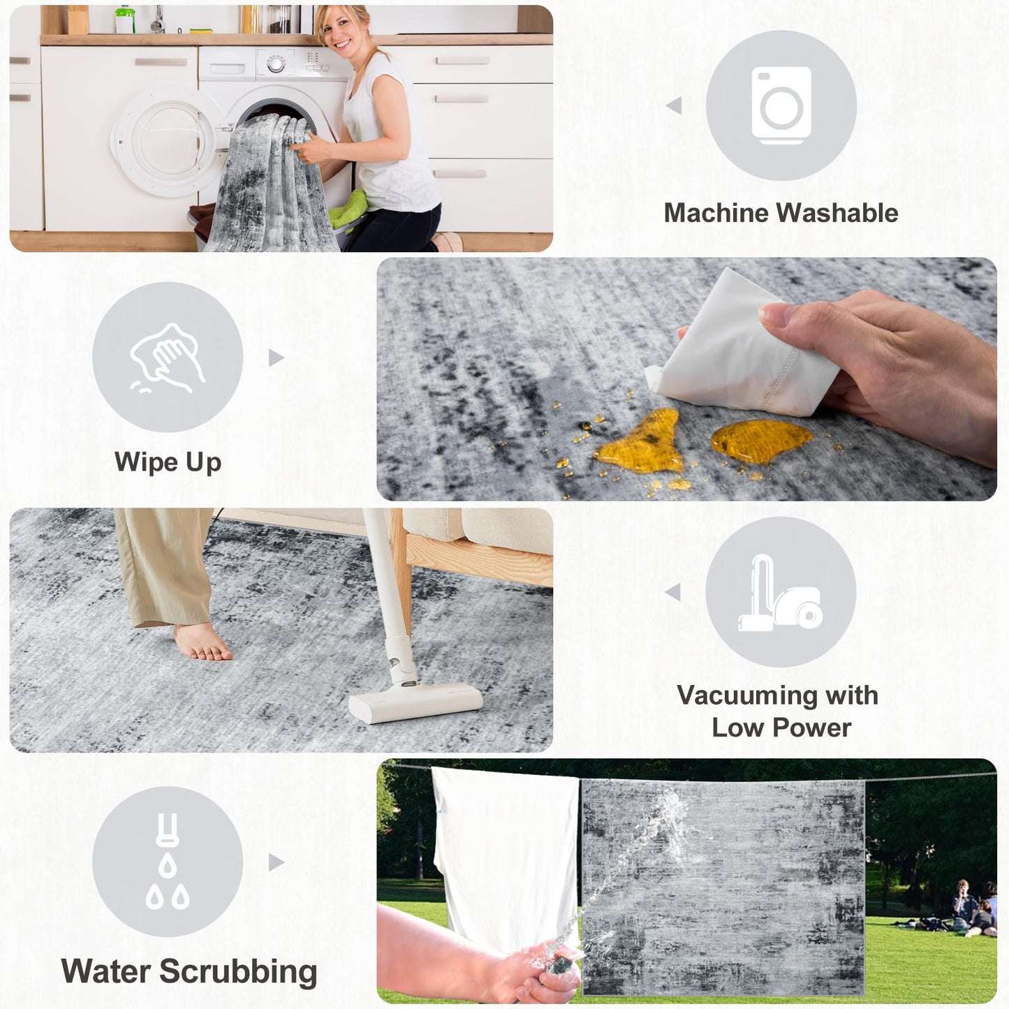 8x10 Ft Grey Abstract Area Rug