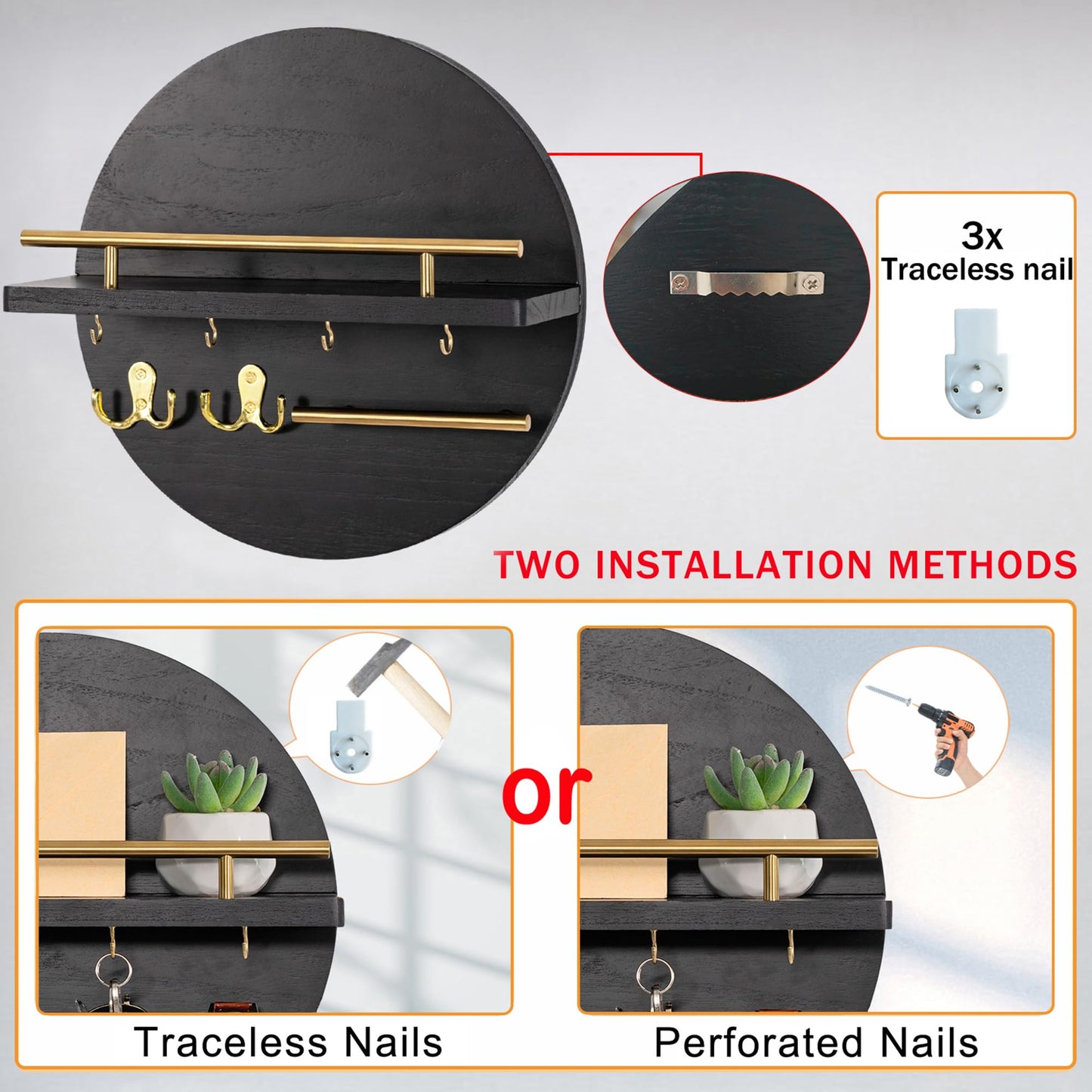 Wall Key & Mail Holder – Rustic