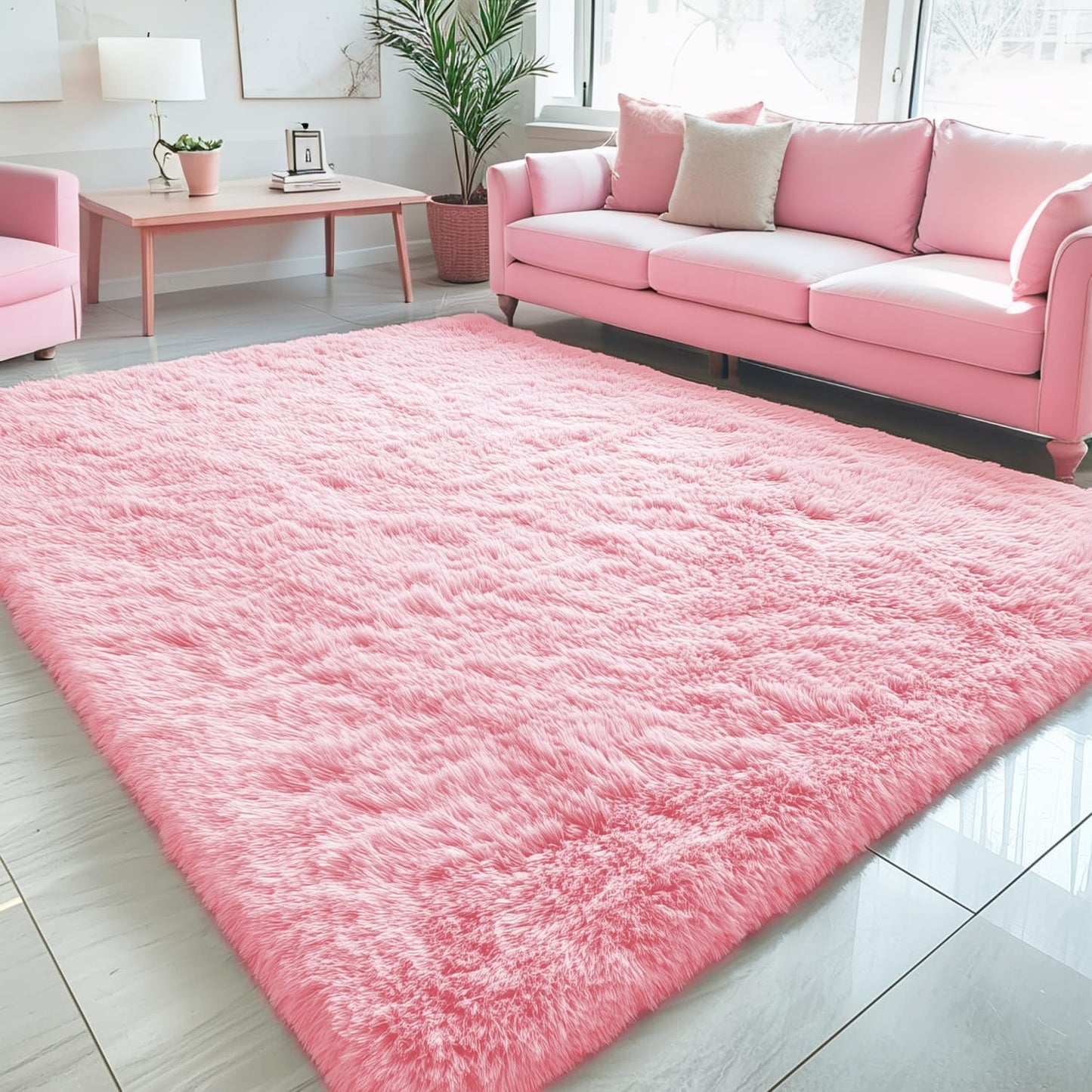 OLANLY 4x5.9 Grey Shag Rug