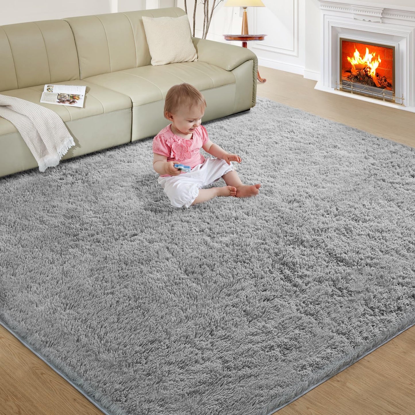 5x8 Grey Ultra-Soft Shag Rug