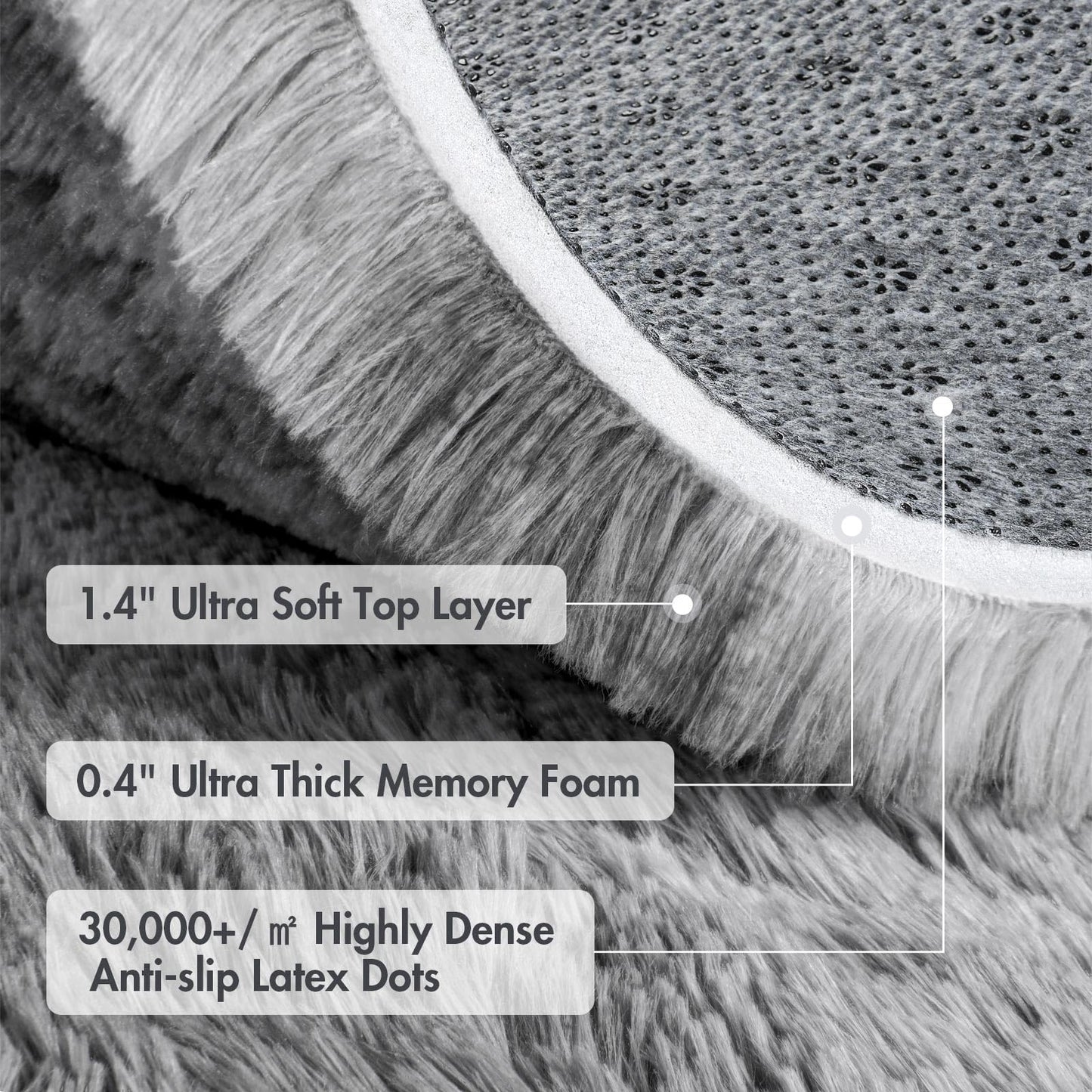 6x9 Ft Dark Grey Shag Area Rug