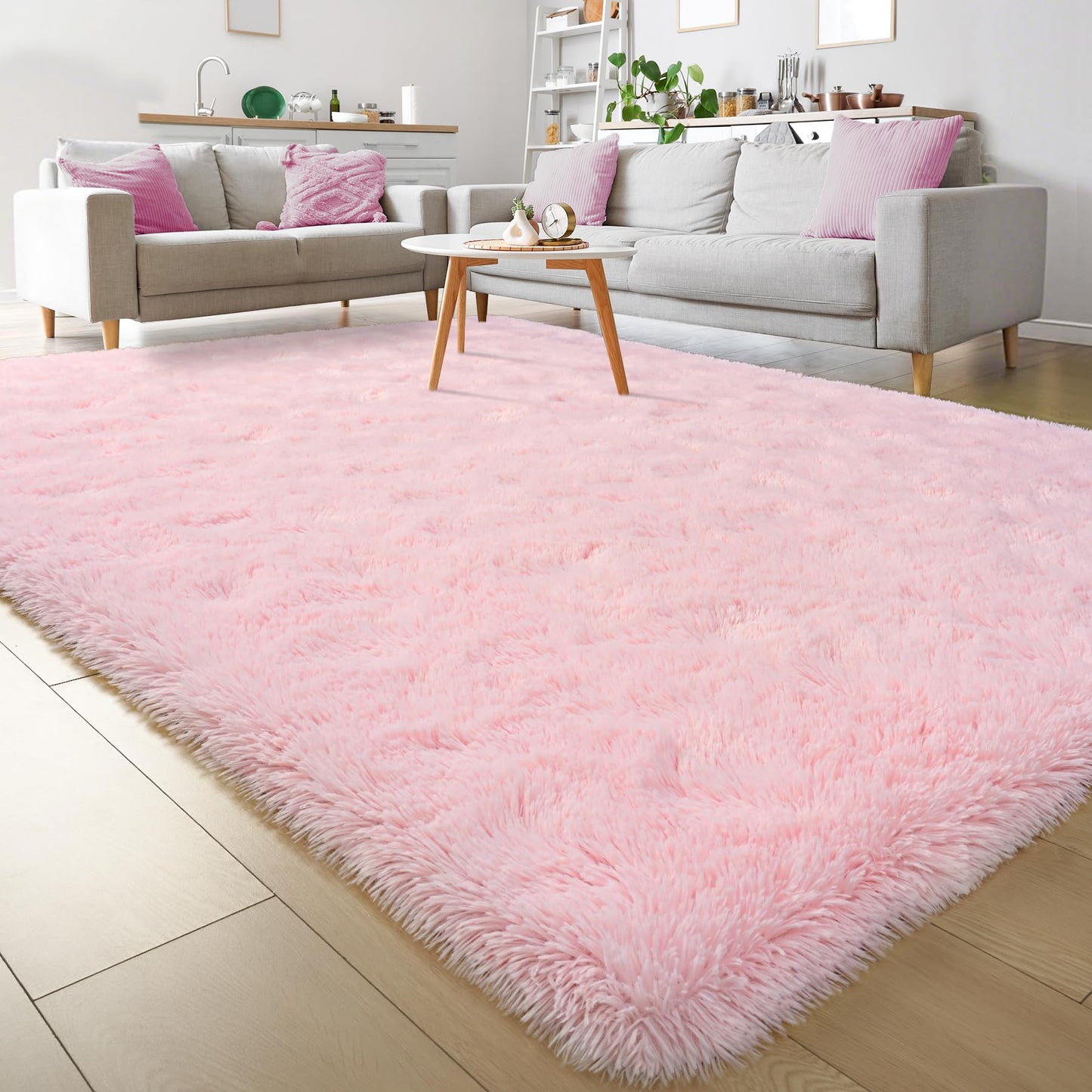 Keeko 4x5.3 Black Fluffy Shag Rug