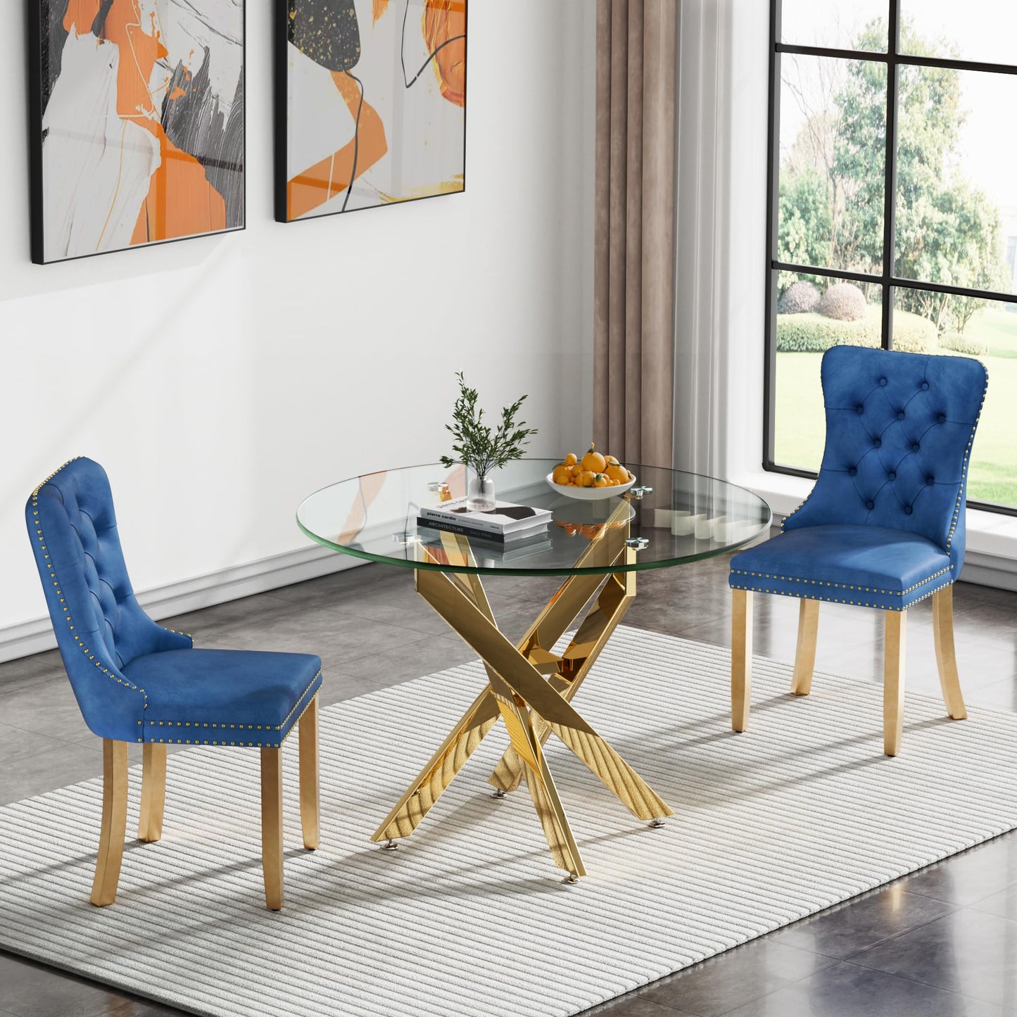 36" Silver Glass Dining Set – 5 Pieces