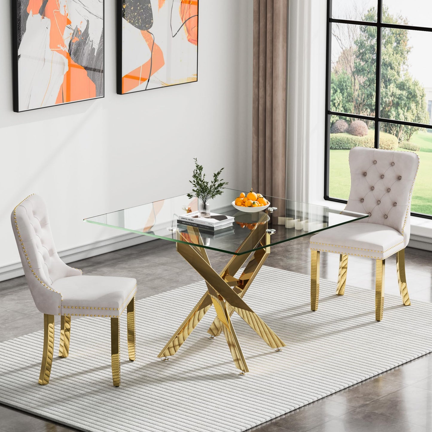 36" Silver Glass Dining Set – 5 Pieces