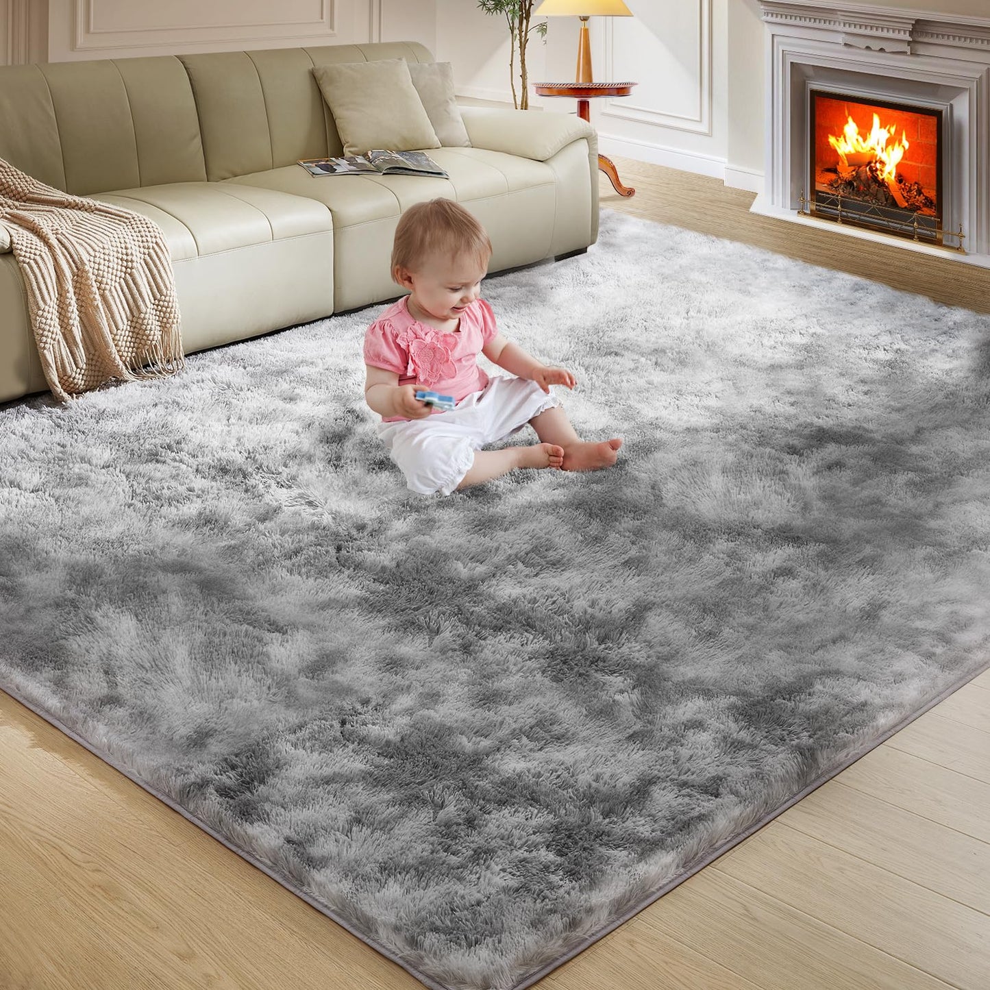 5x8 Grey Ultra-Soft Shag Rug