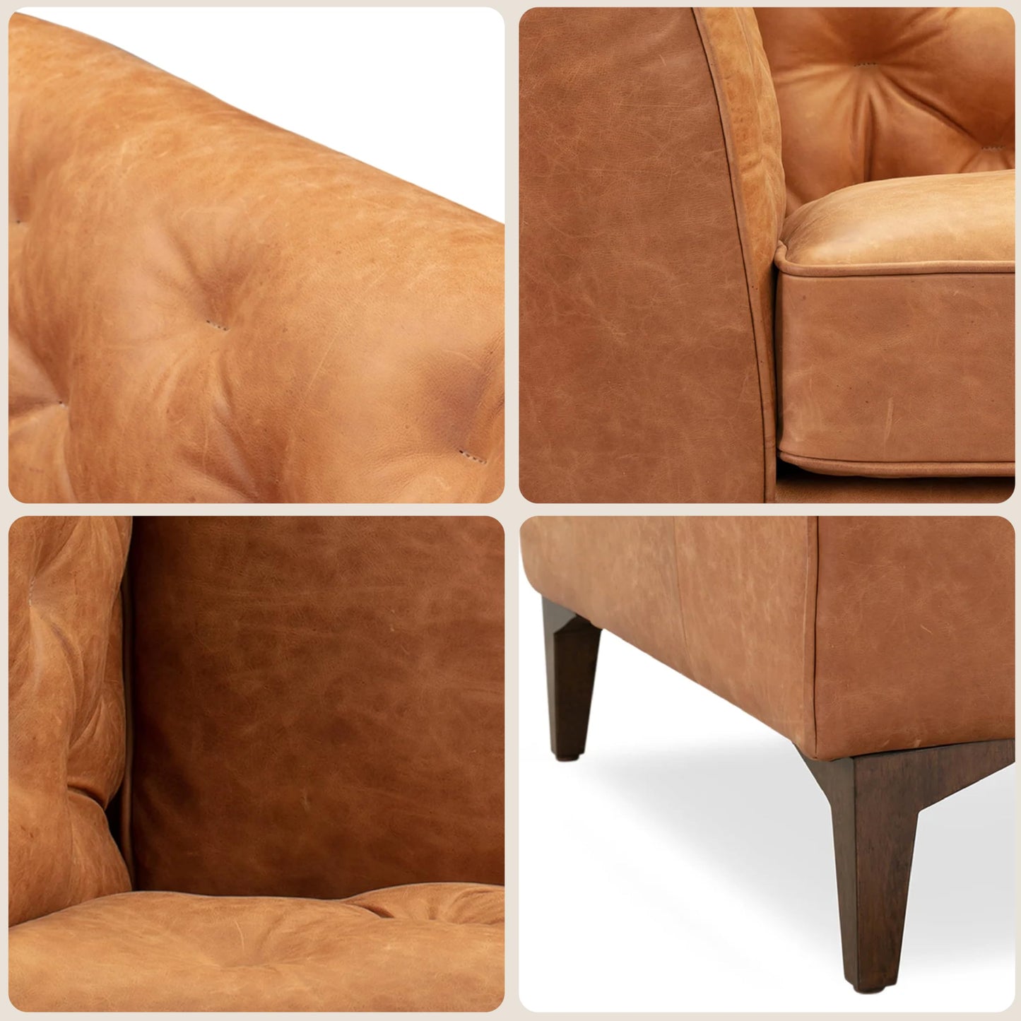 POLY & BARK 74" Leather Sofa – Cognac Tan