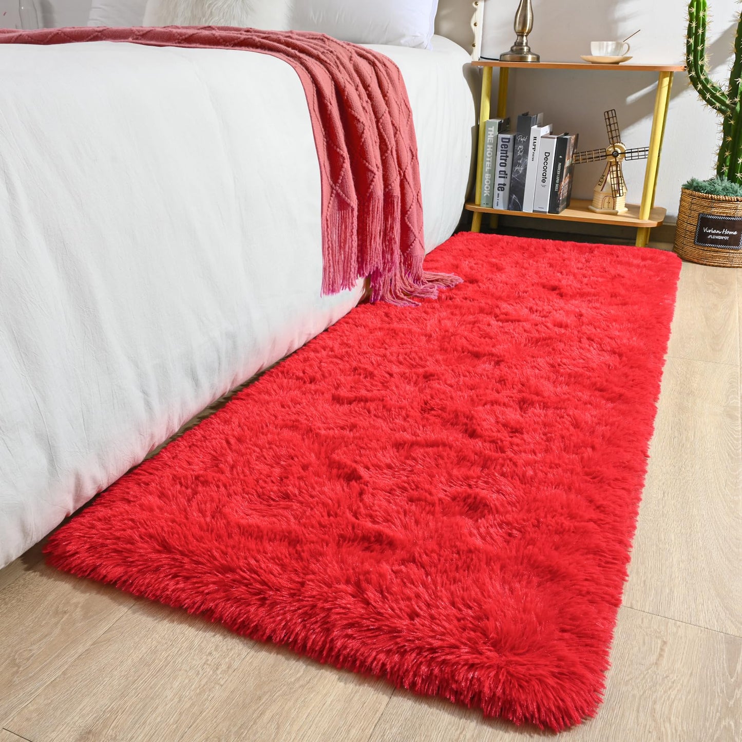 Keeko 4x5.3 Black Fluffy Shag Rug