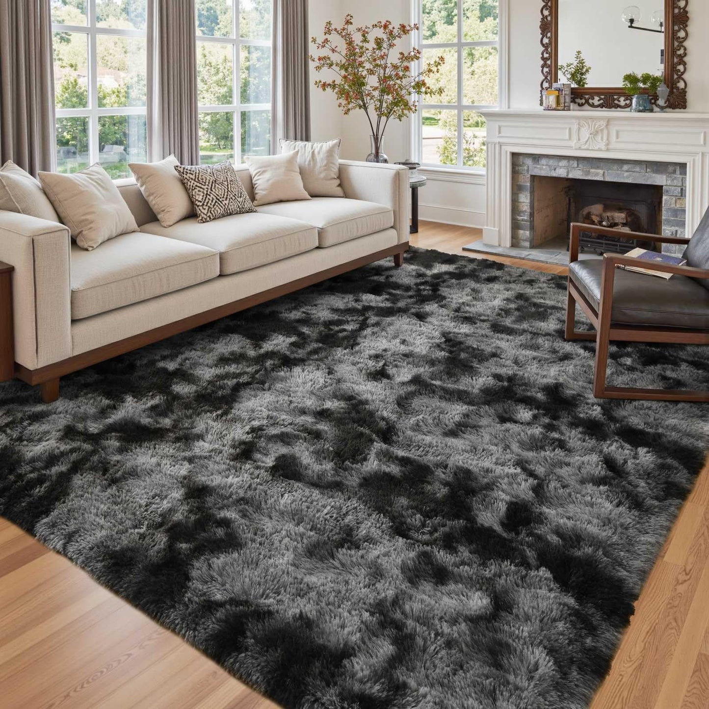 6x9 Ft Dark Grey Shag Area Rug