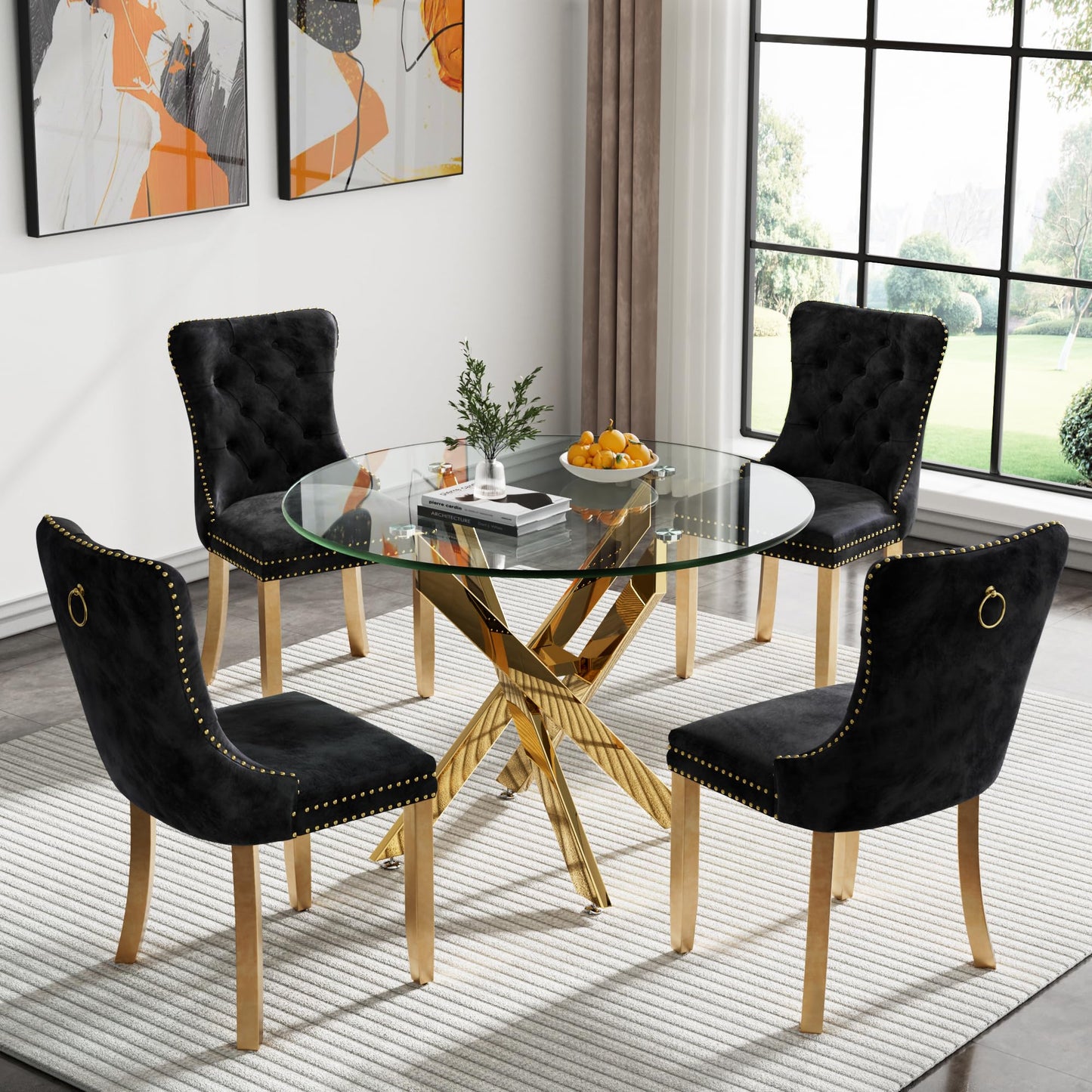 36" Silver Glass Dining Set – 5 Pieces