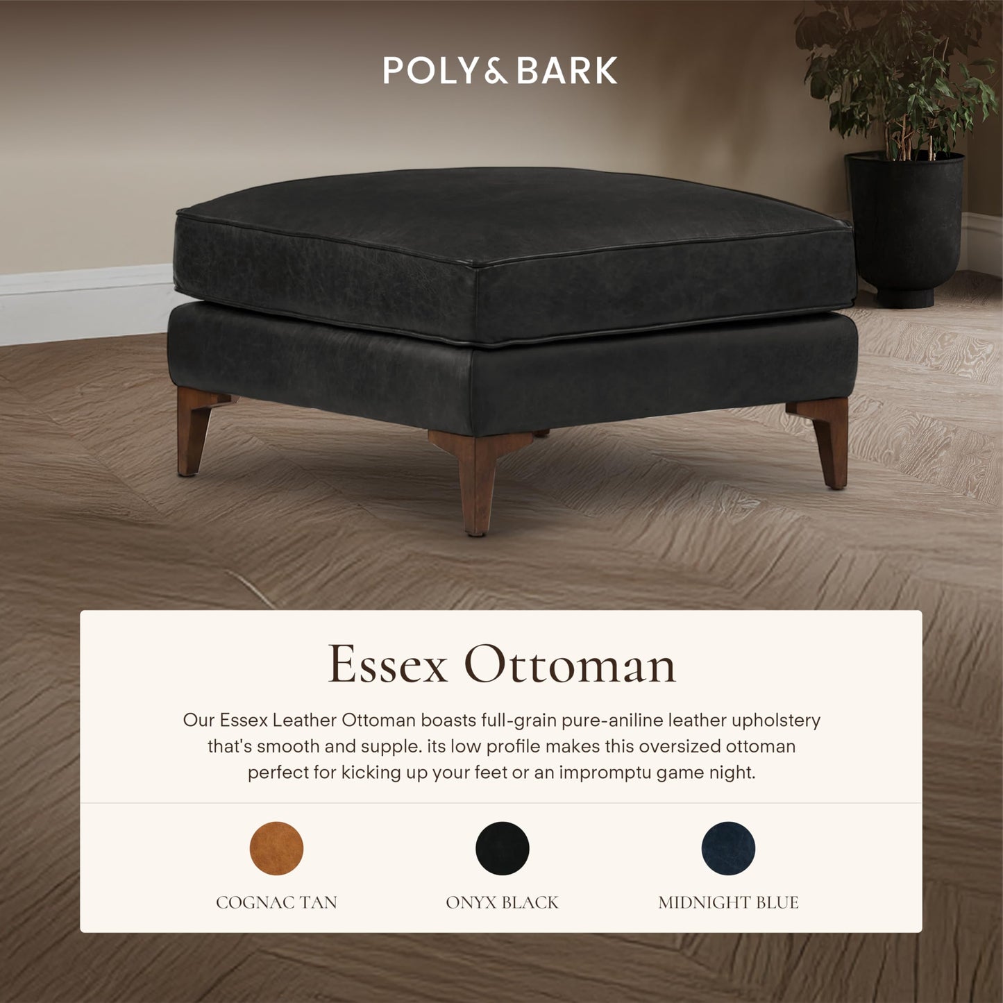 POLY & BARK 74" Leather Sofa – Cognac Tan