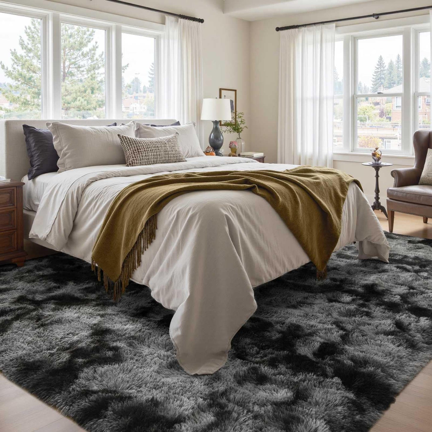 6x9 Ft Dark Grey Shag Area Rug