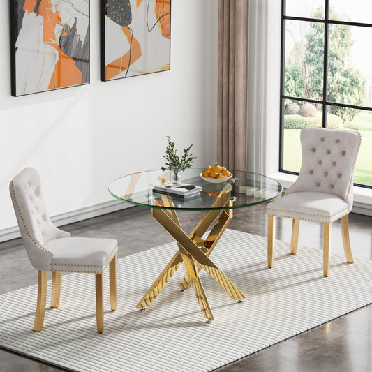 36" Silver Glass Dining Set – 5 Pieces