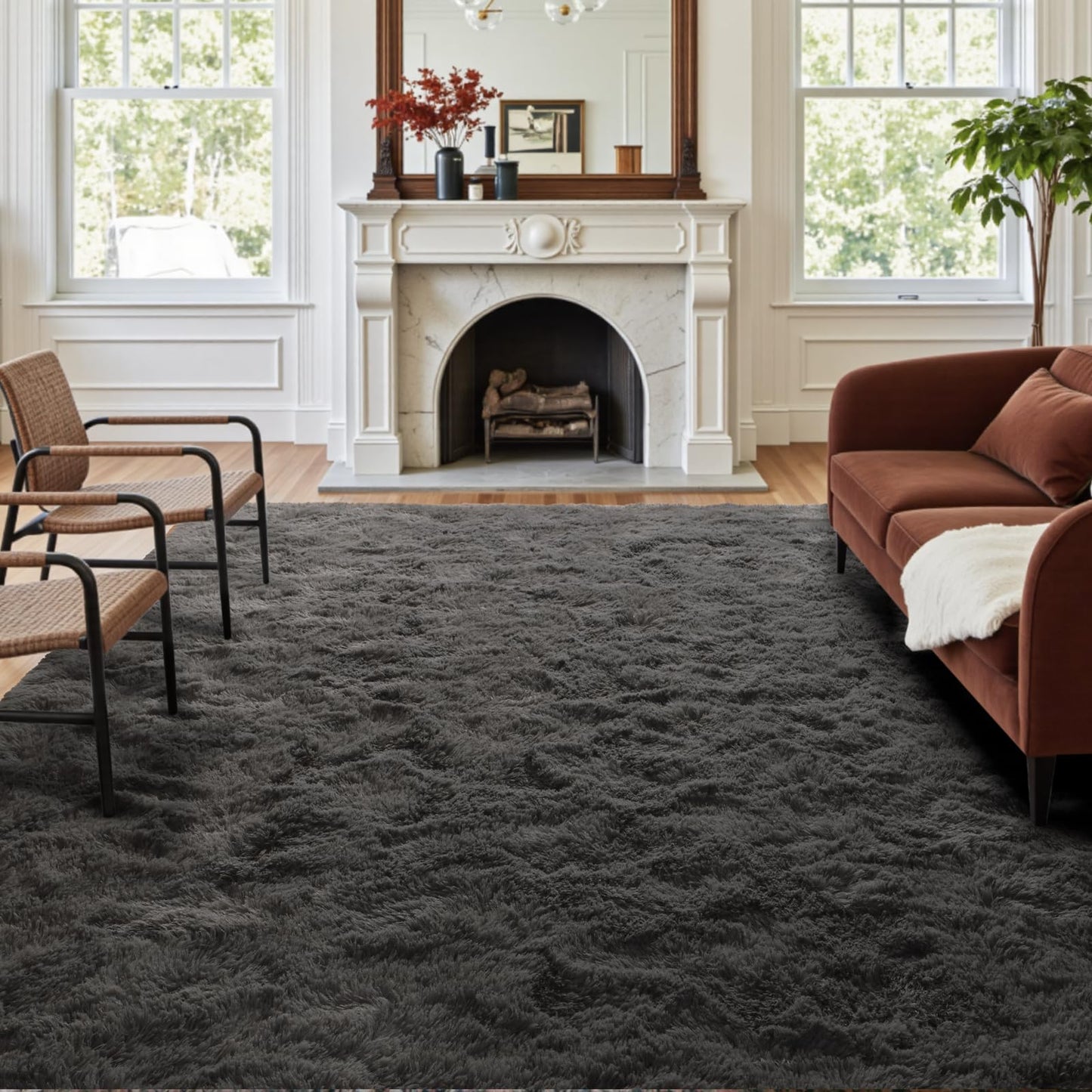 6x9 Ft Dark Grey Shag Area Rug