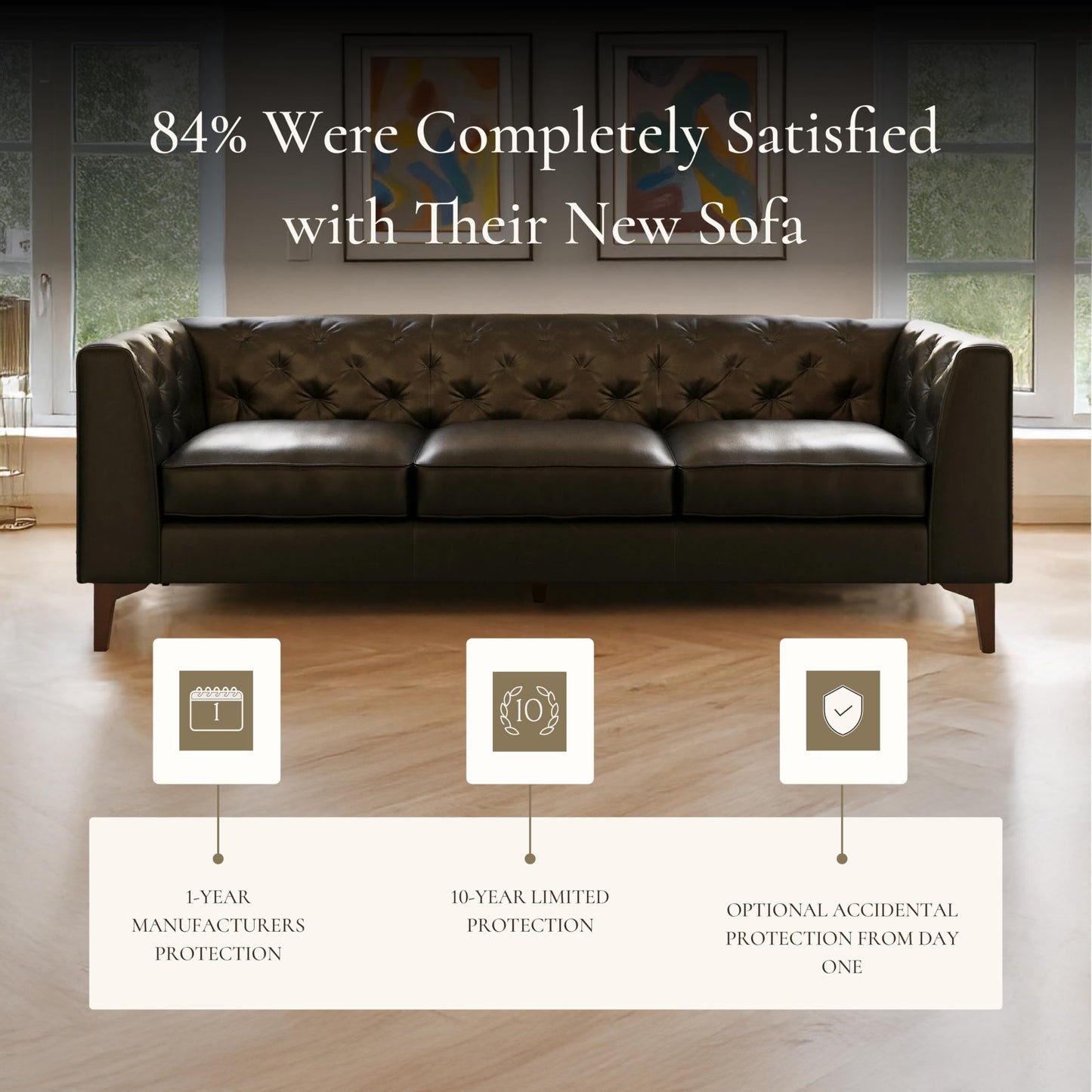 POLY & BARK 74" Leather Sofa – Cognac Tan