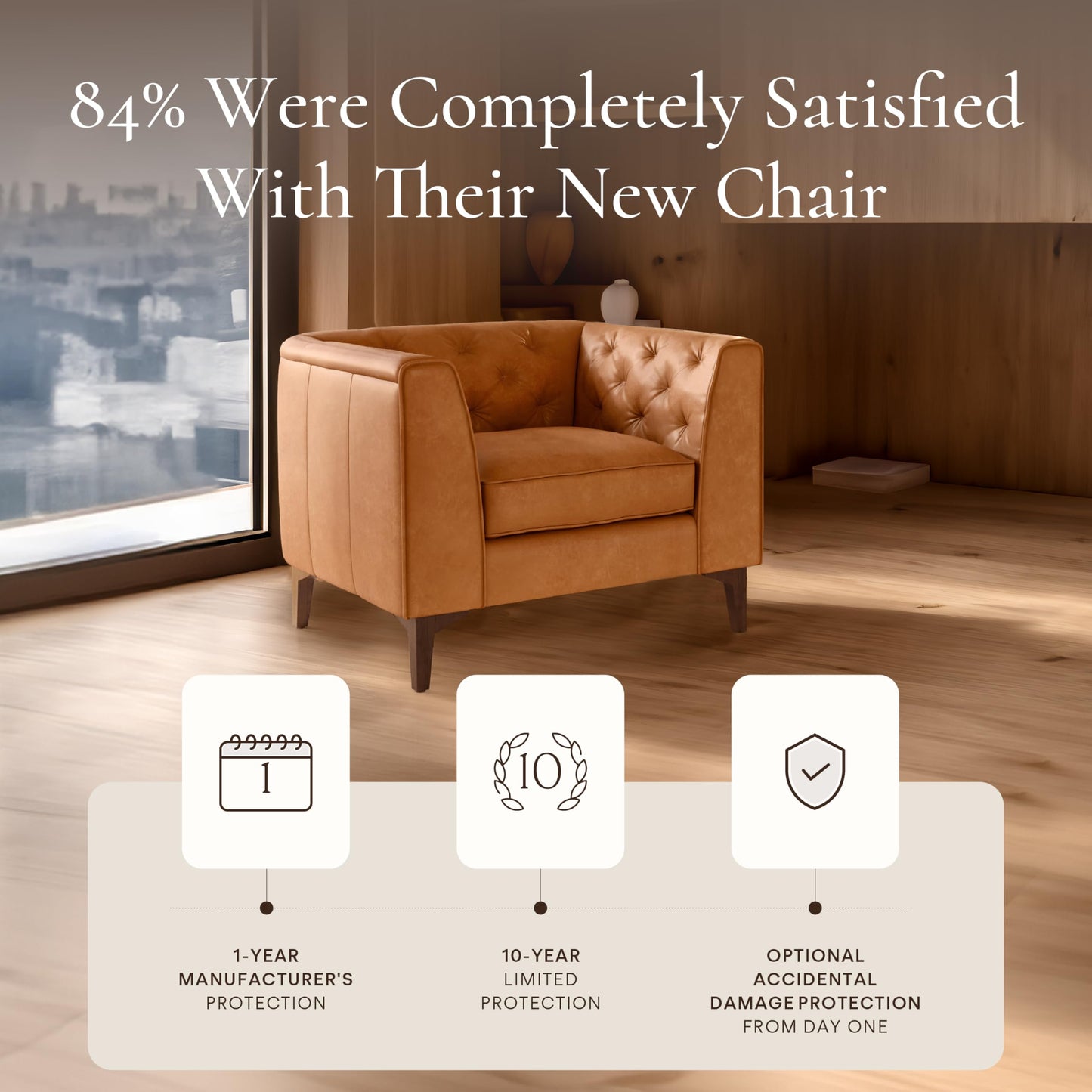 POLY & BARK 74" Leather Sofa – Cognac Tan