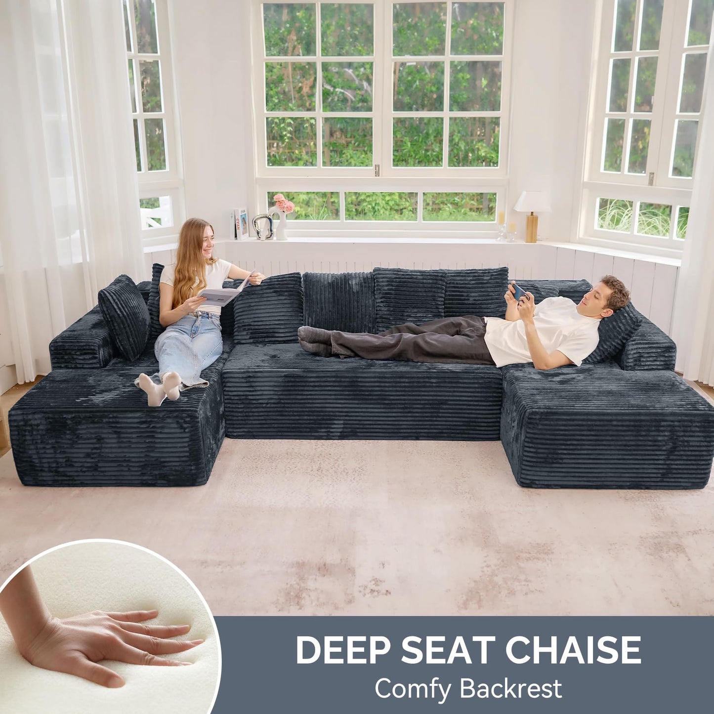 131" U-Shaped Cloud Sectional Sofa