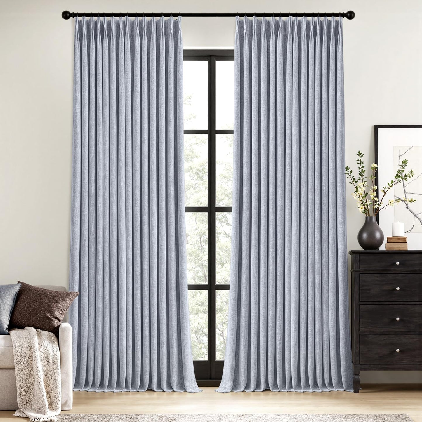 MIULEE Blackout Linen Curtains 84" – 2 Panels