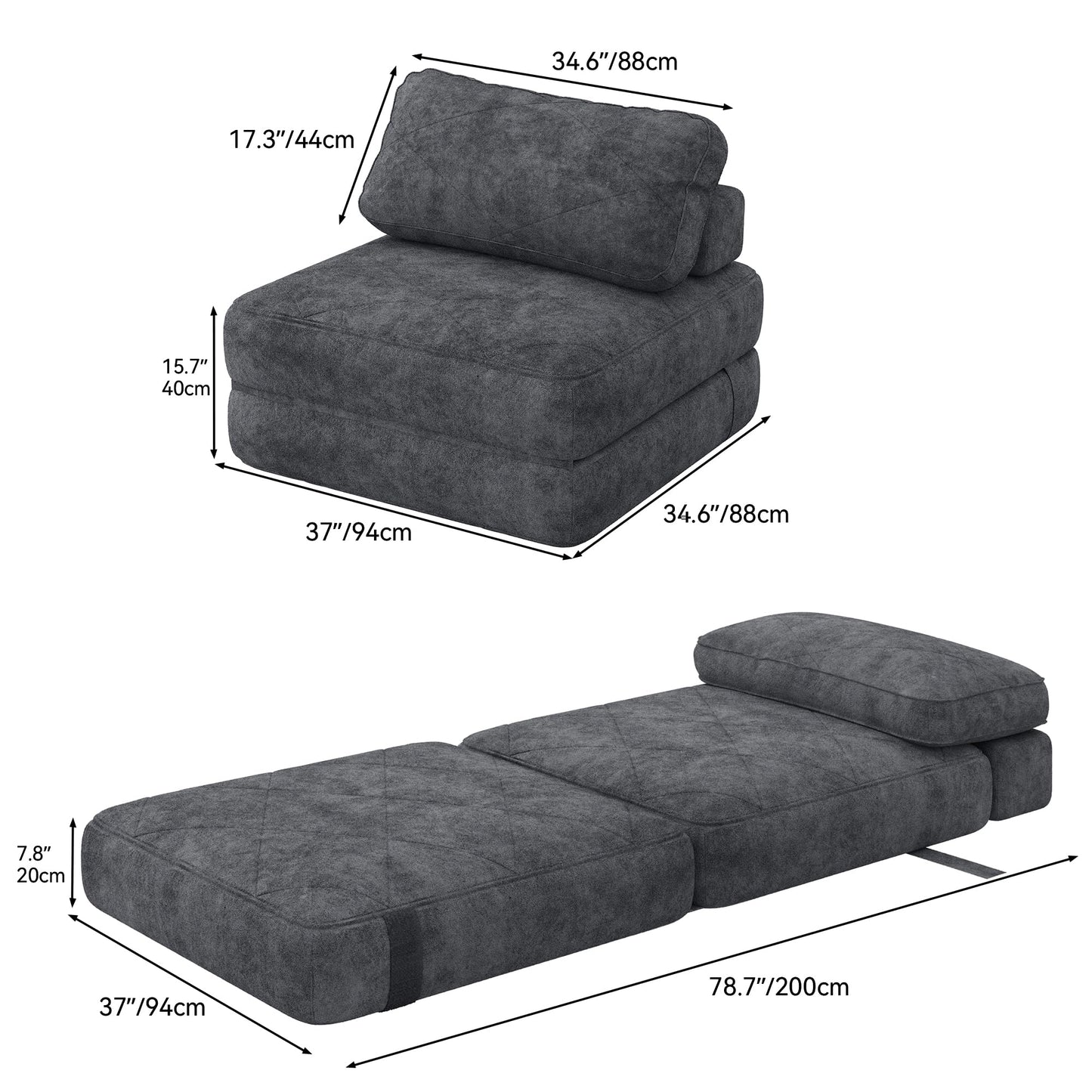 YITAHOME Fold-Out Sofa – Dark Gray