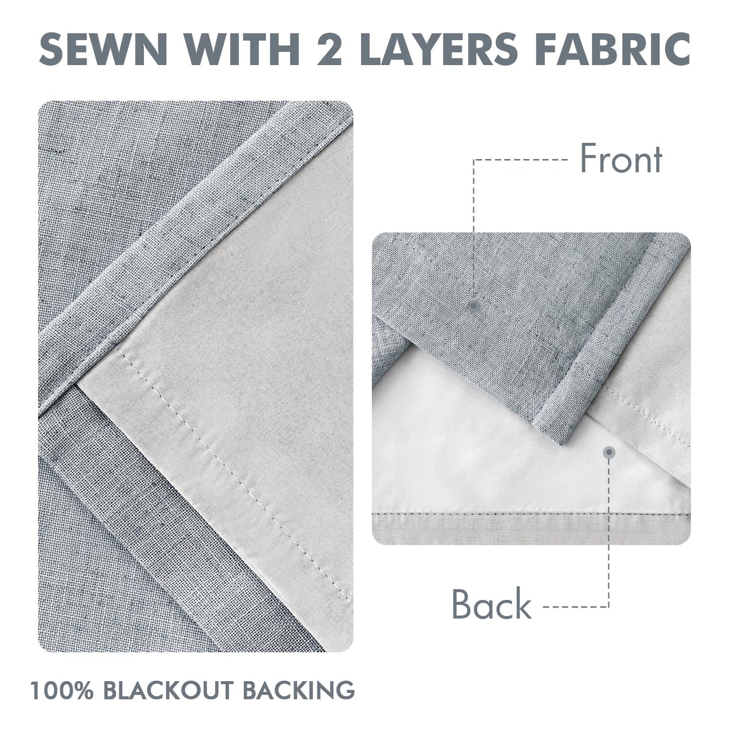MIULEE Blackout Linen Curtains 84" – 2 Panels