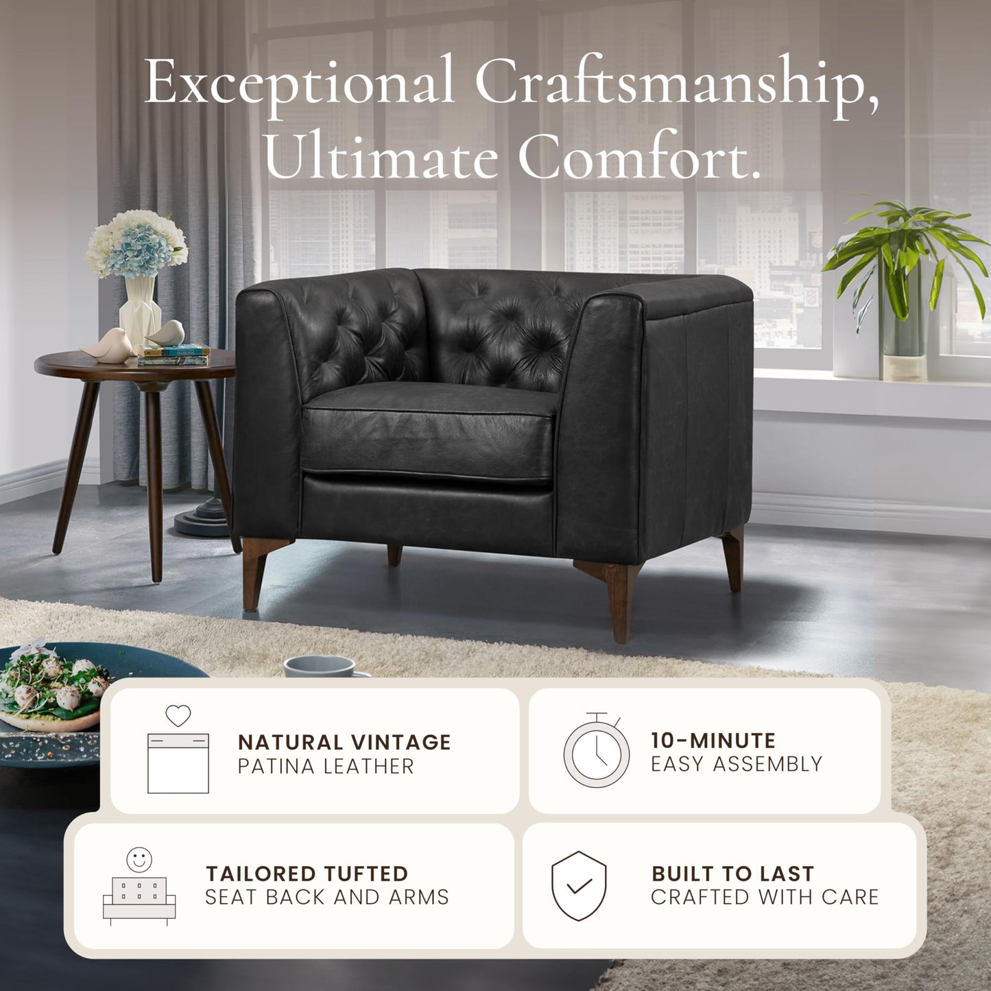 POLY & BARK 74" Leather Sofa – Cognac Tan