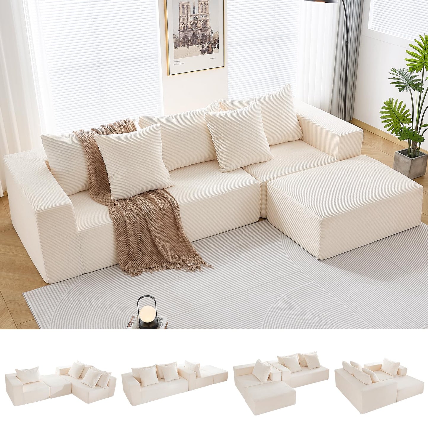 INGEROOM 108" Sectional Sofa – Dark Gray