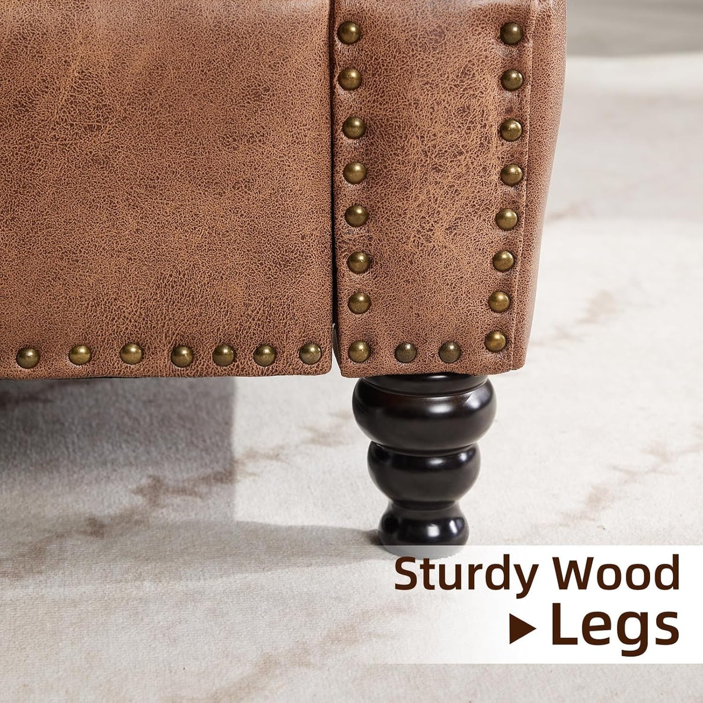 WILLOVE 79" Black Faux Leather Sofa