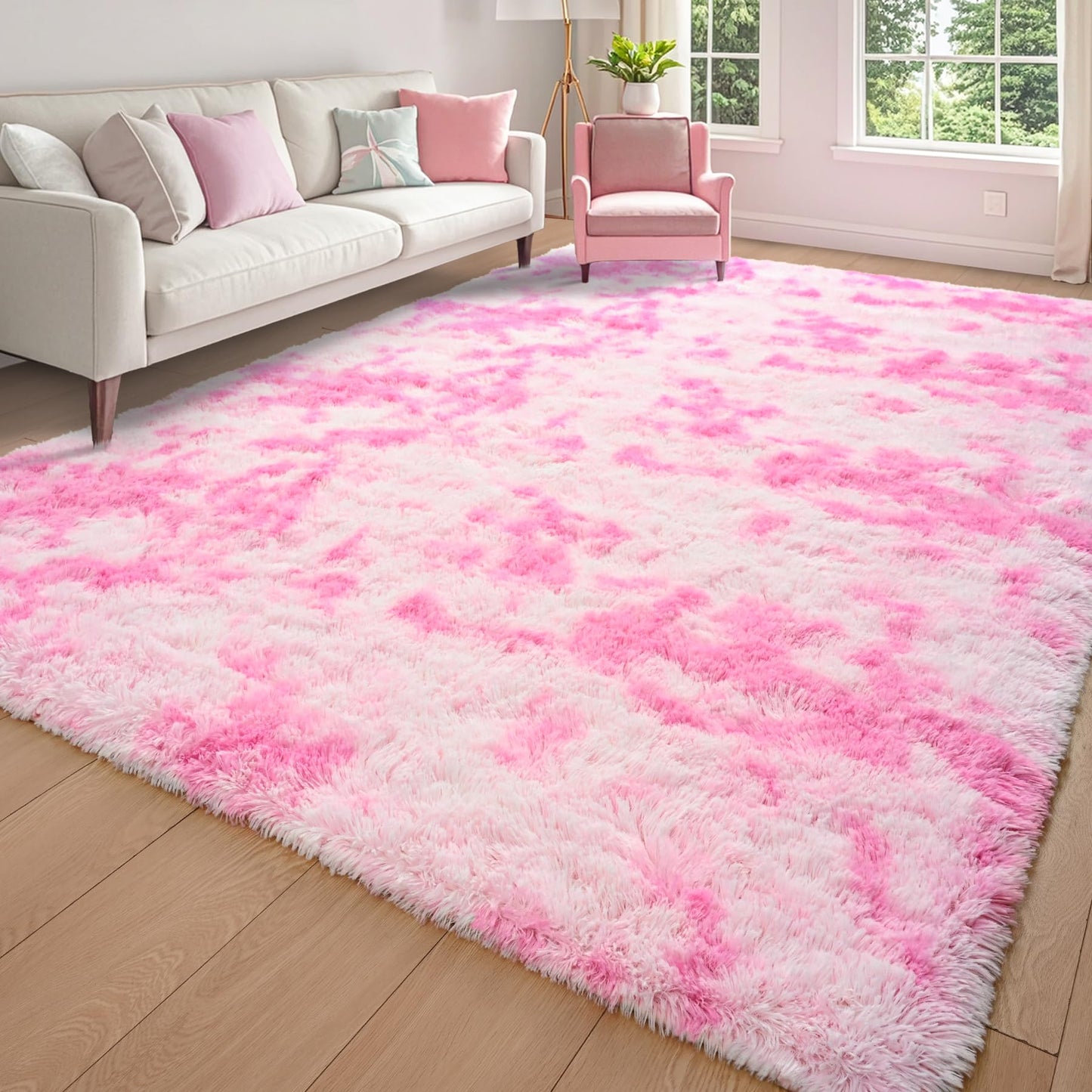 Keeko 4x5.3 Black Fluffy Shag Rug