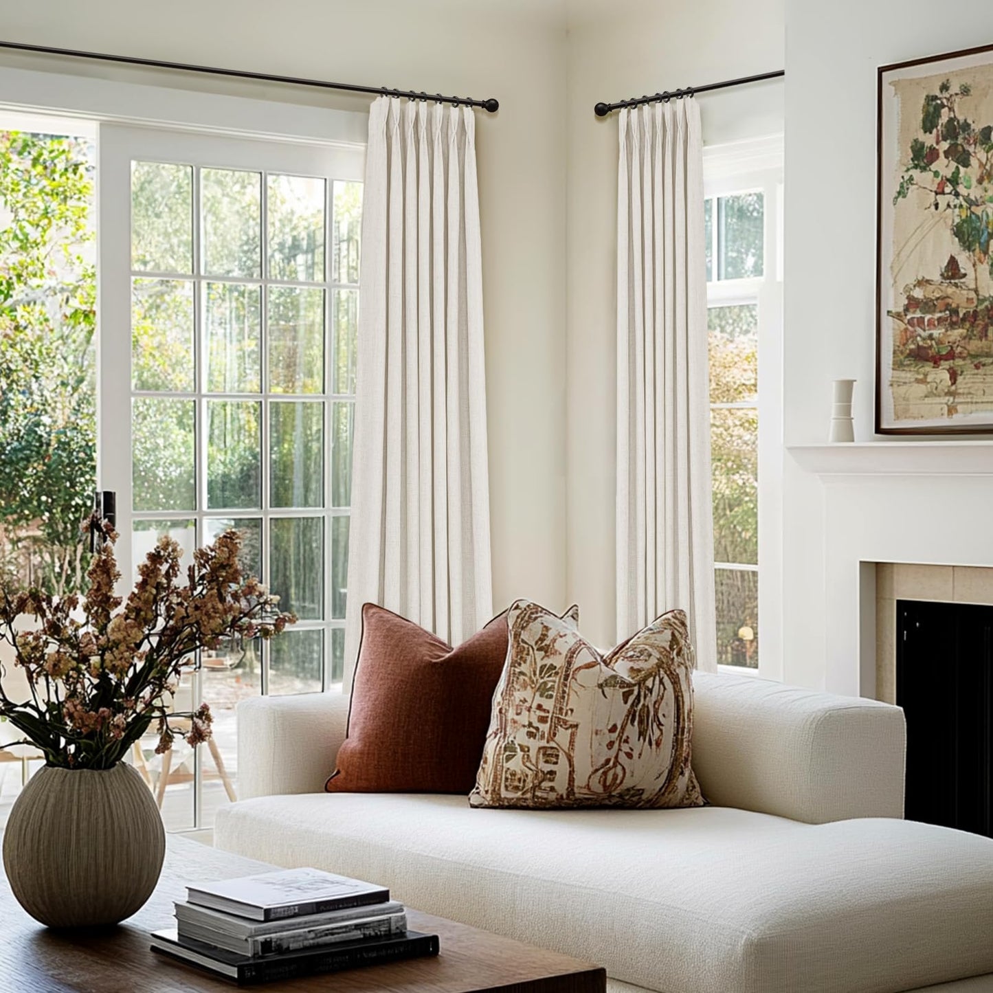 Blackout Linen Curtains 2-Pack, 90"