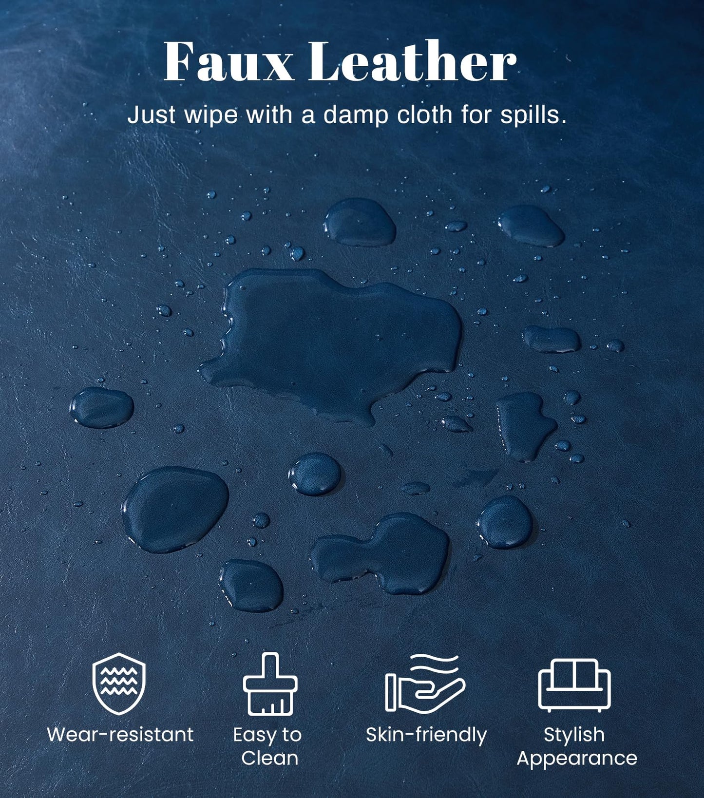 WILLOVE 79" Black Faux Leather Sofa