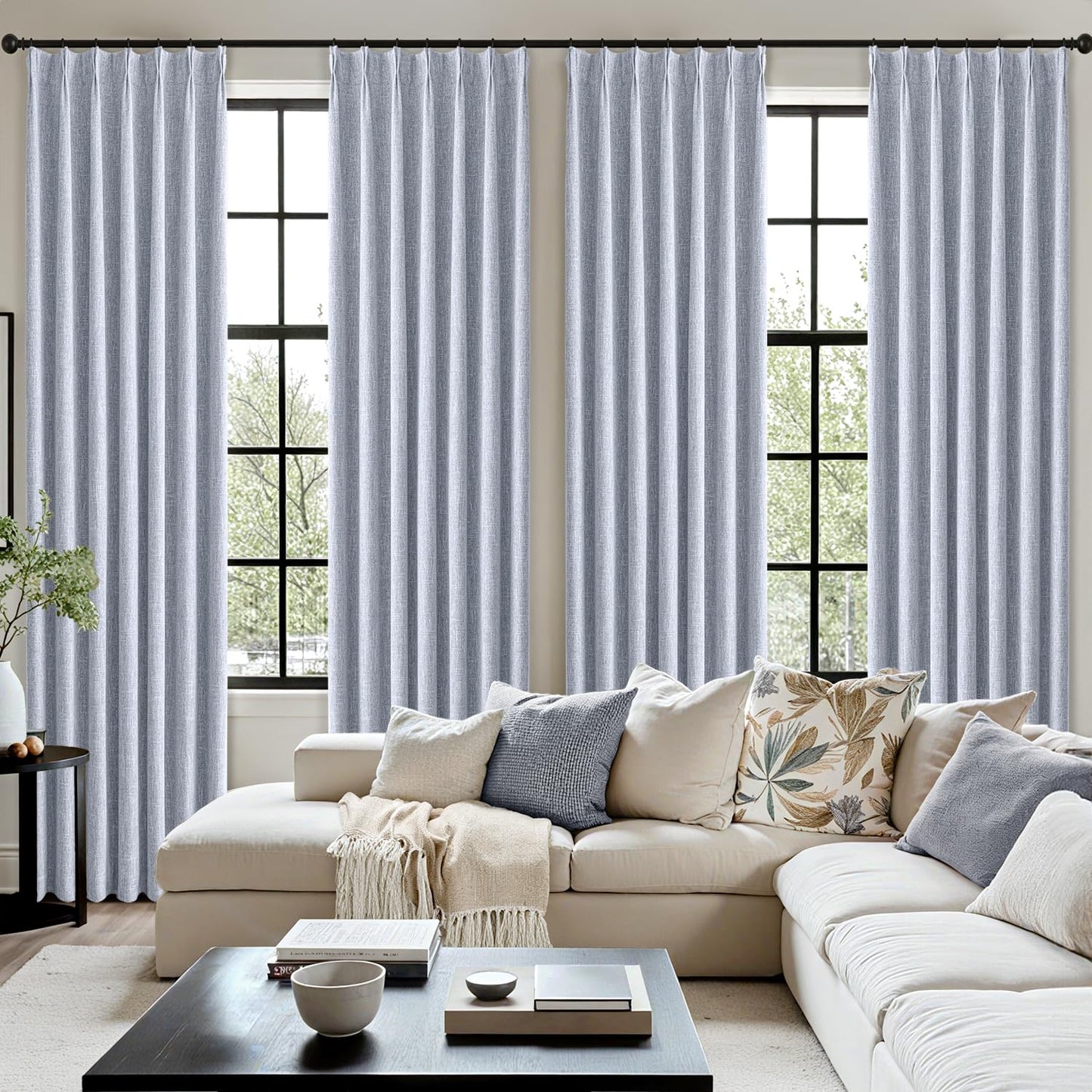 MIULEE Blackout Linen Curtains 84" – 2 Panels