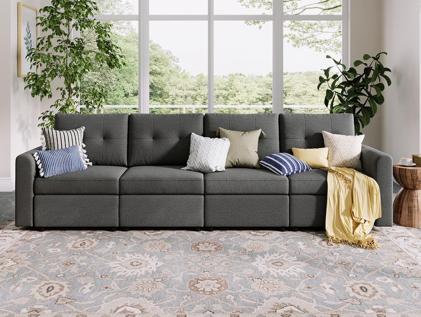 LINSY HOME Modular Sectional Sofa – Dark Gray