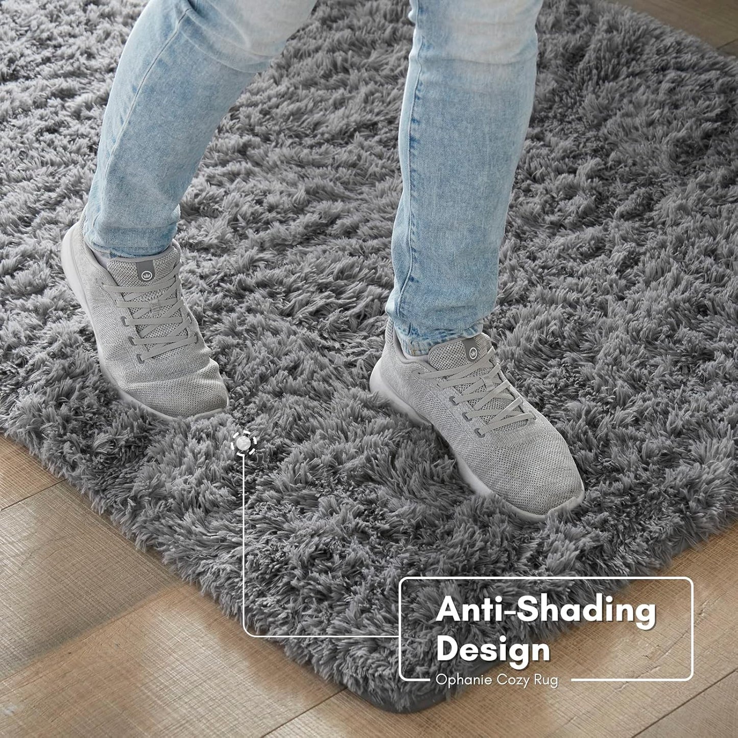 Ophanie 4x6 Grey Fluffy Shag Rug