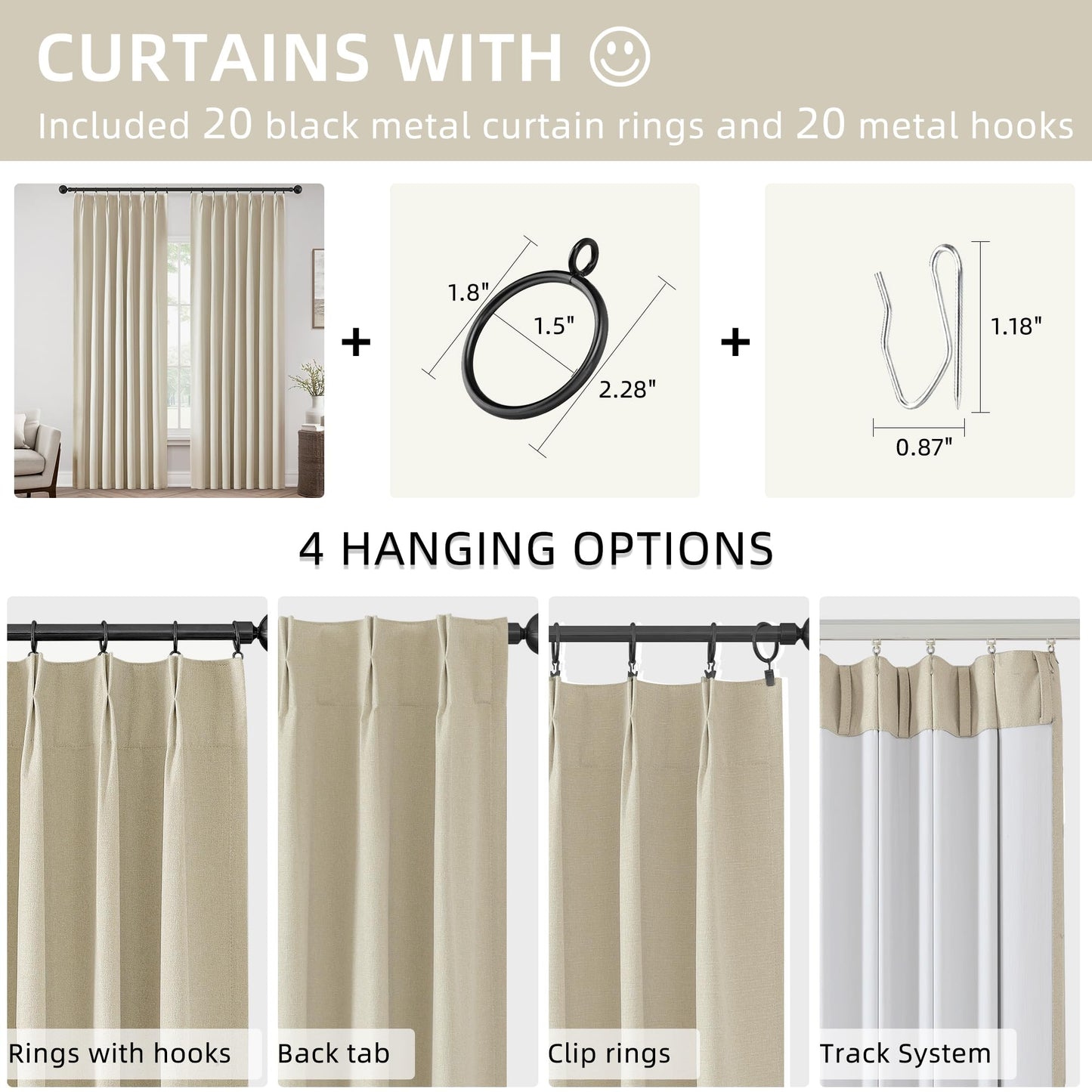 ChrisDowa Blackout Curtains 102" – 2 Panels