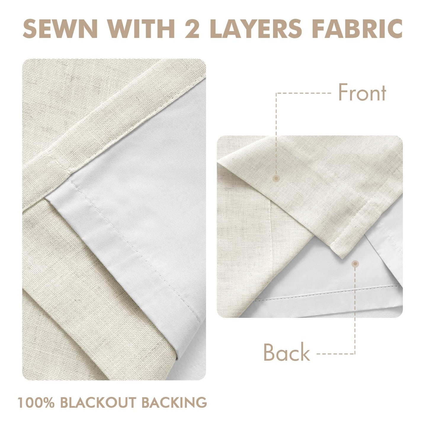 MIULEE Blackout Linen Curtains 84" – 2 Panels
