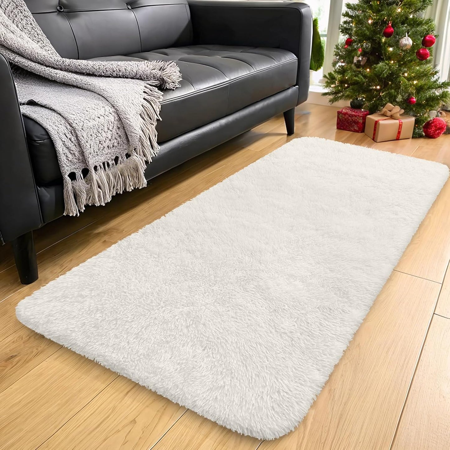 OLANLY 4x5.9 Grey Shag Rug