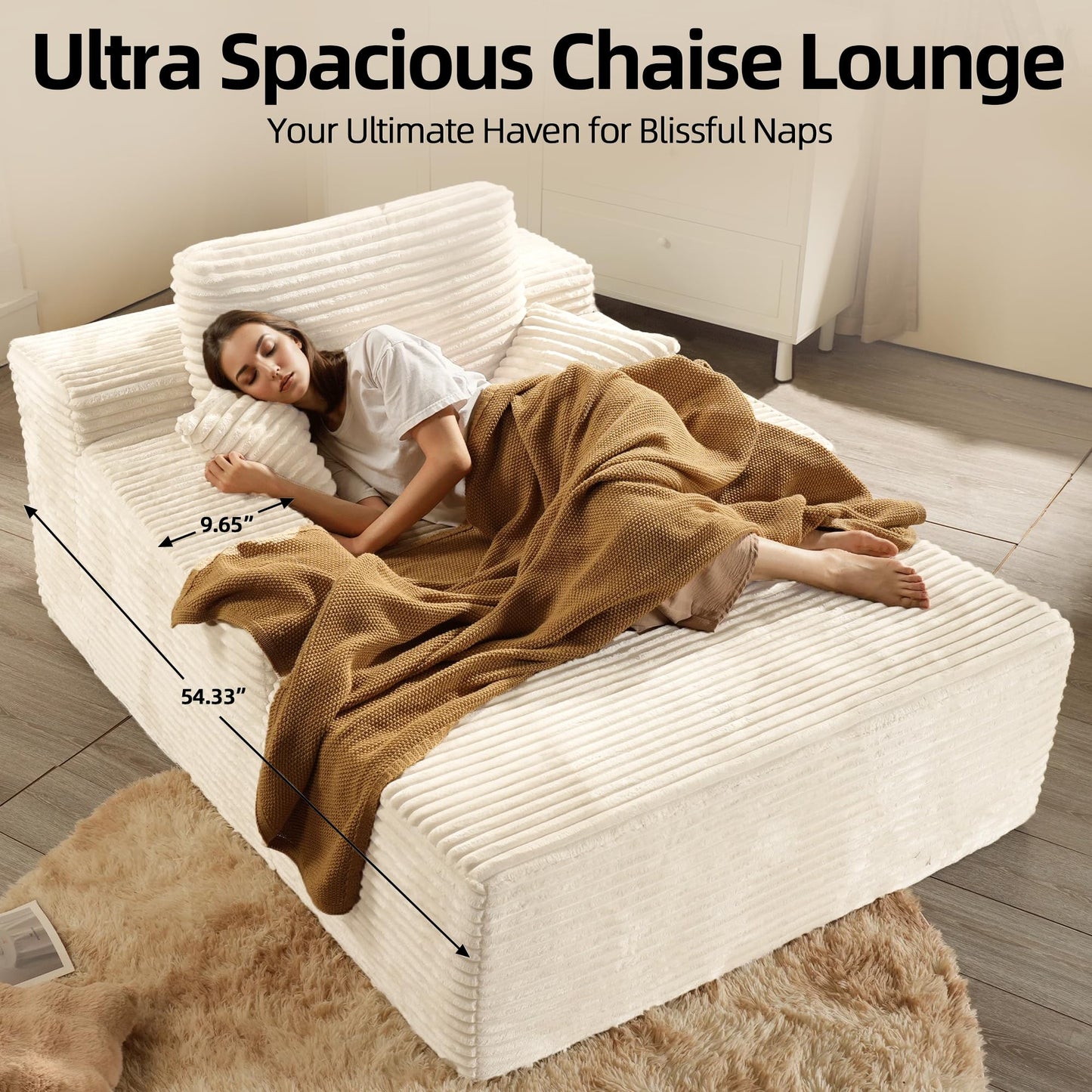 68" Beige Chaise Lounge Chair
