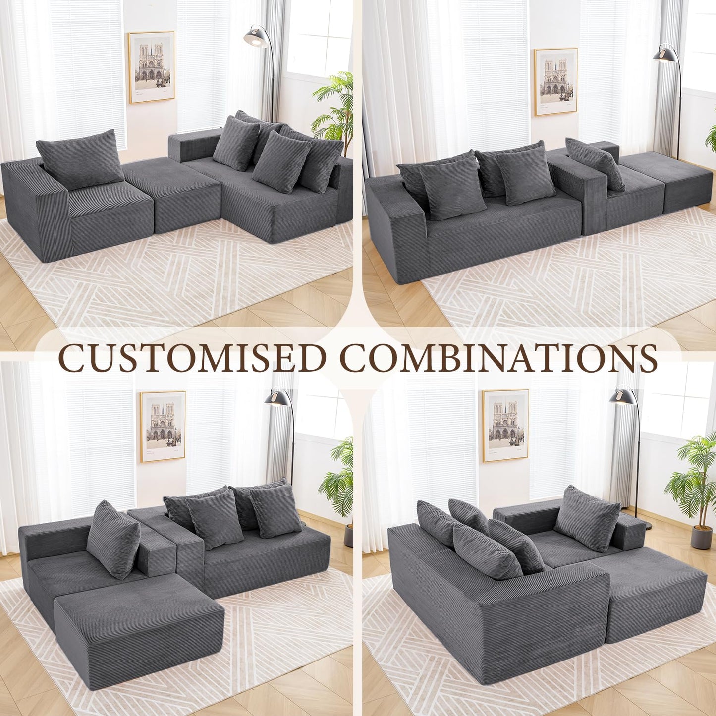 INGEROOM 108" Sectional Sofa – Dark Gray