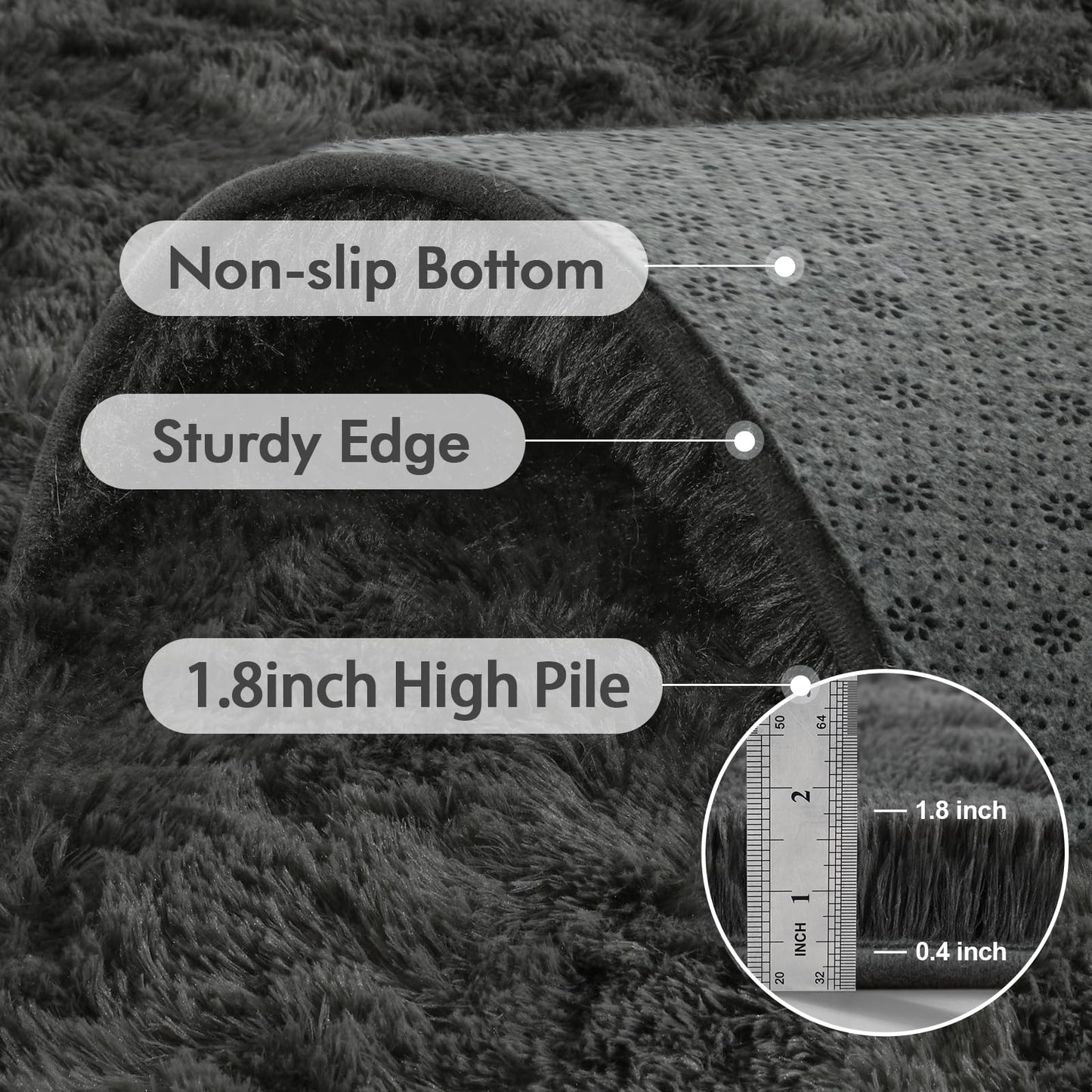 6x9 Ft Dark Grey Shag Area Rug