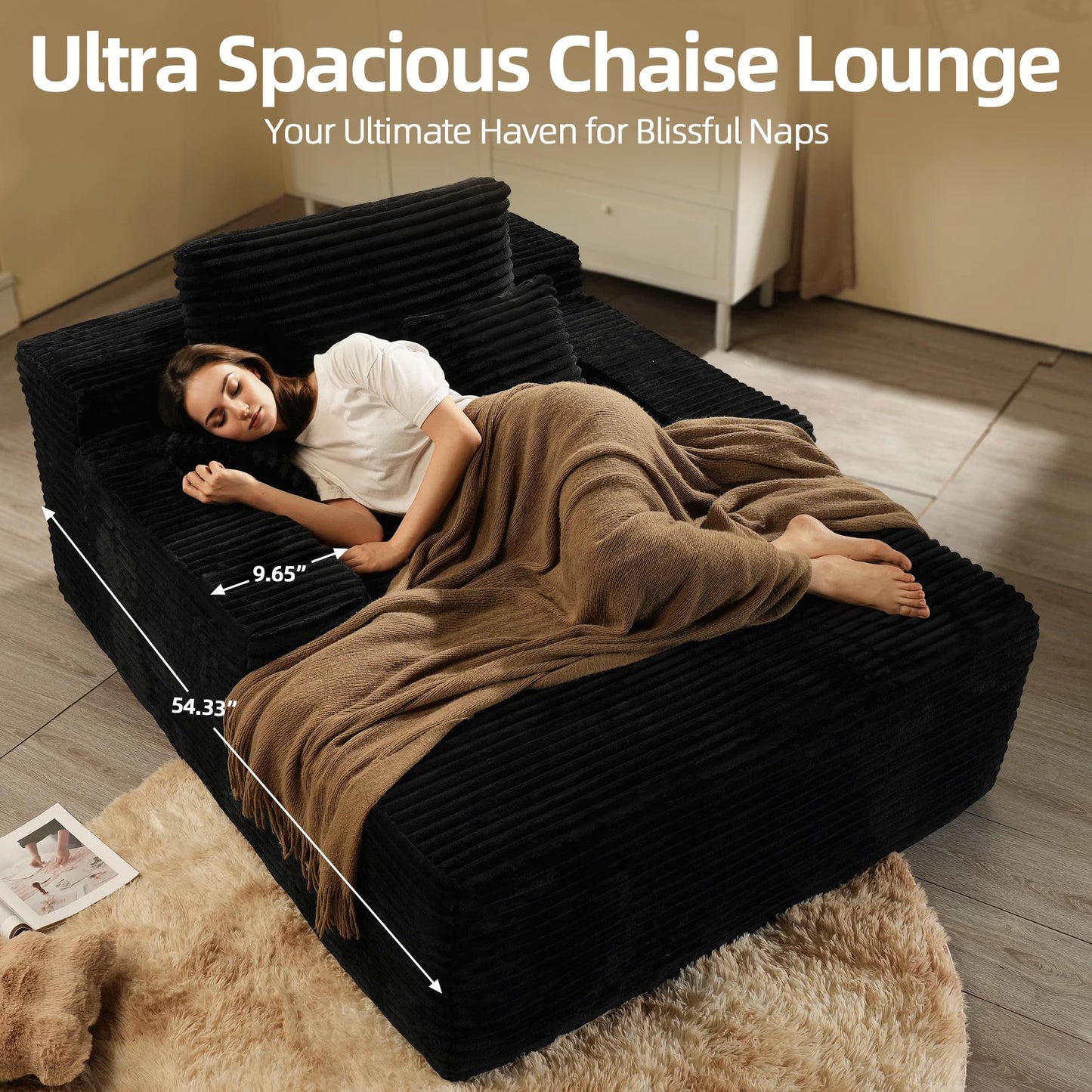 68" Beige Chaise Lounge Chair